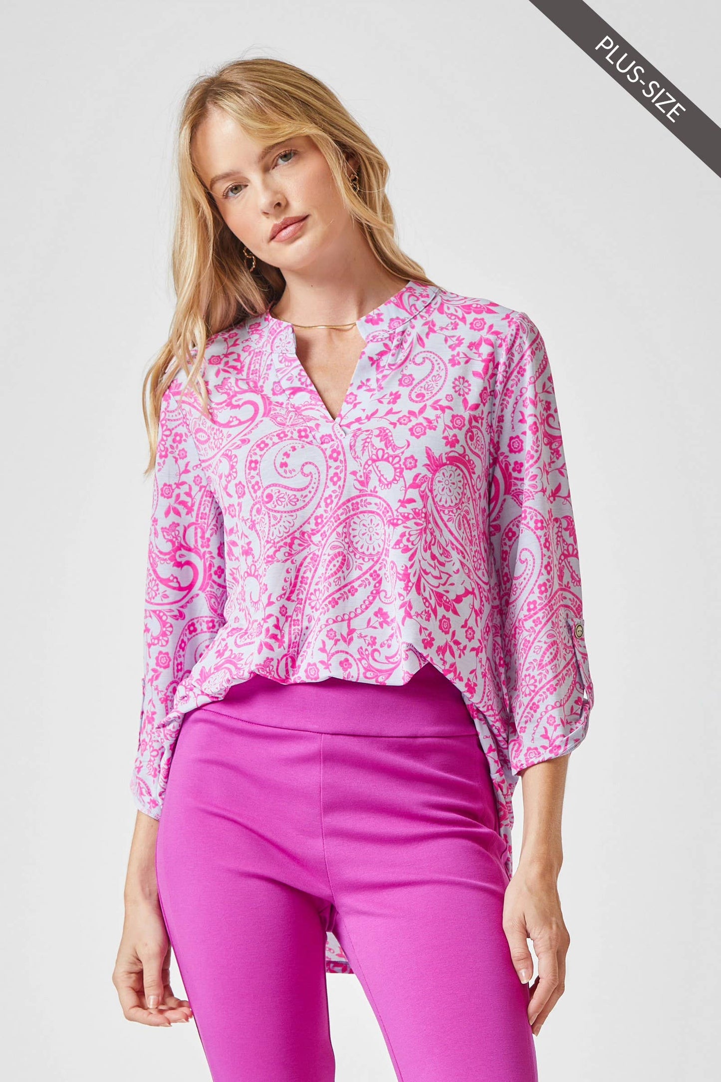 PLUS SIZE 3/4 Sleeve Printed LIZZY Top