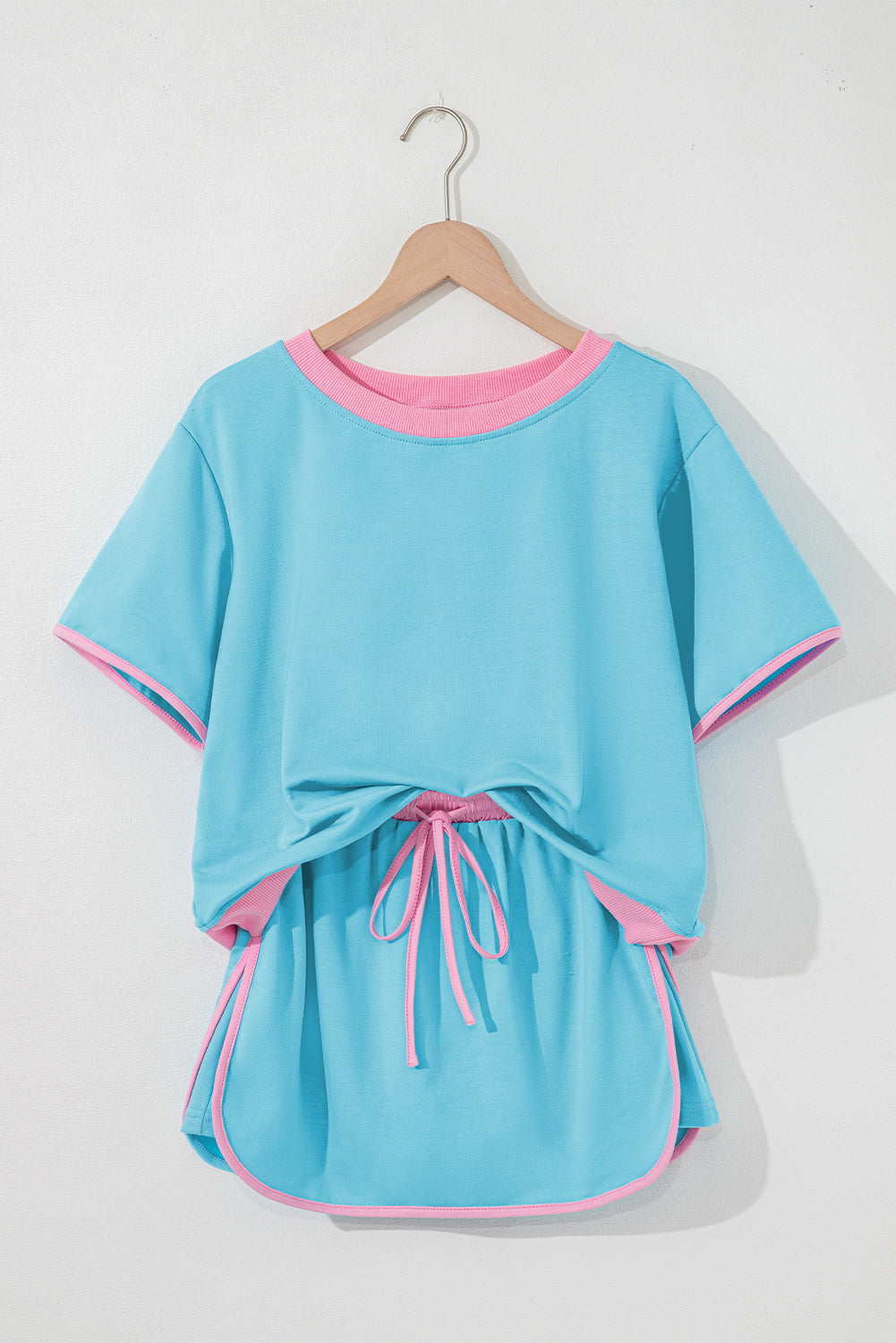 Turquoise Drop Shoulder Top & Short 2Pcs Set