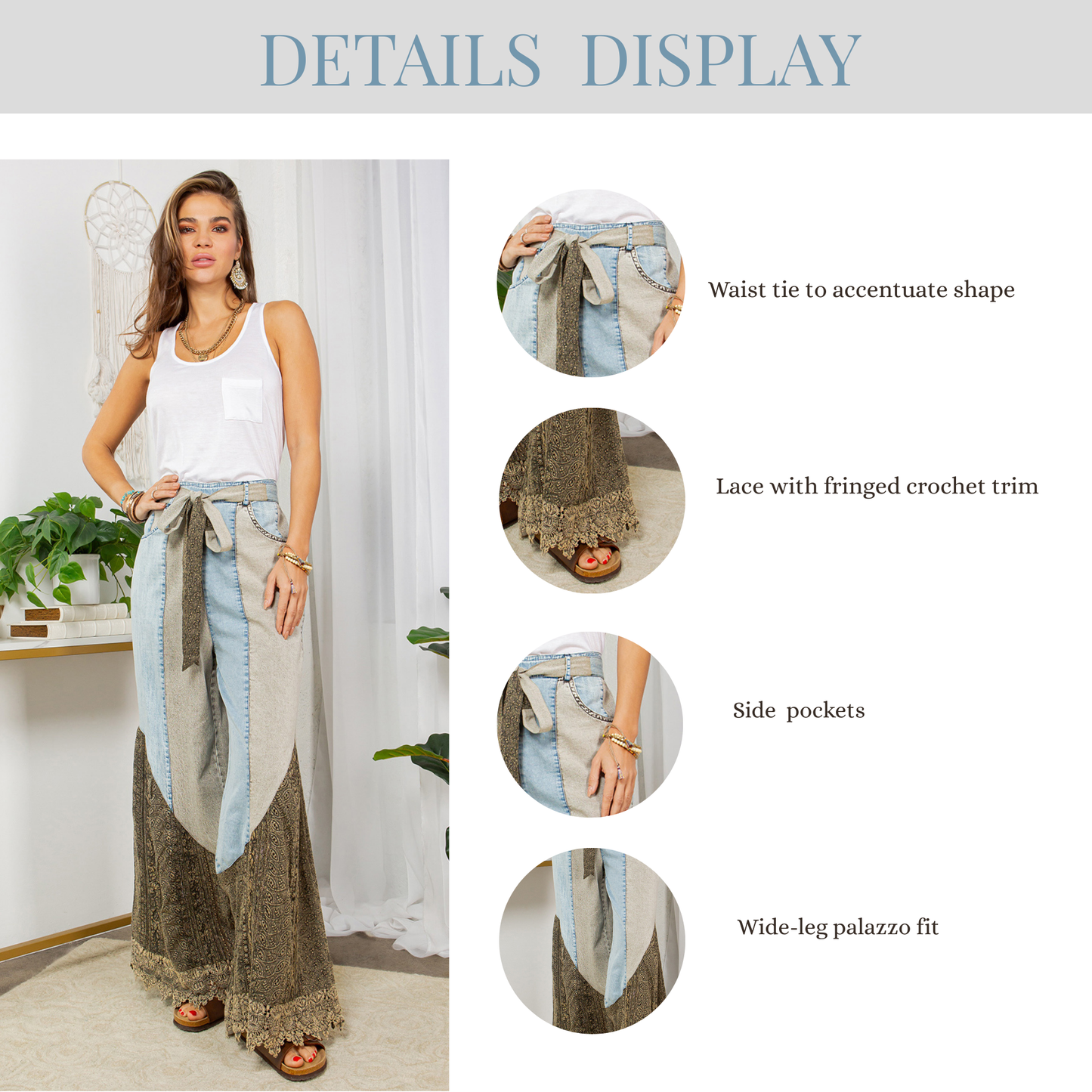 Wild West Lace Denim Flare Pants
