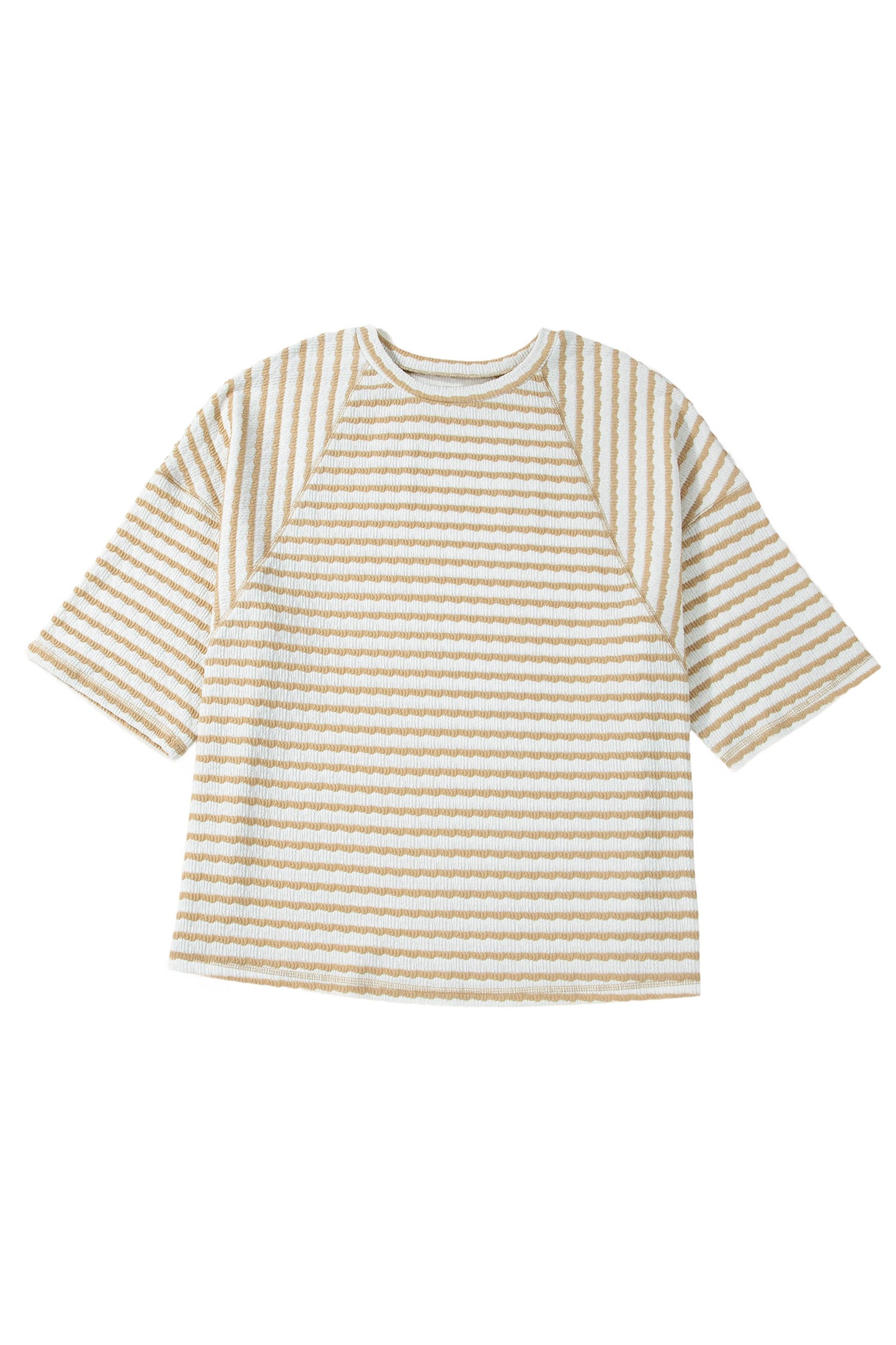Stripe Textured Patchwork Top Plus Size