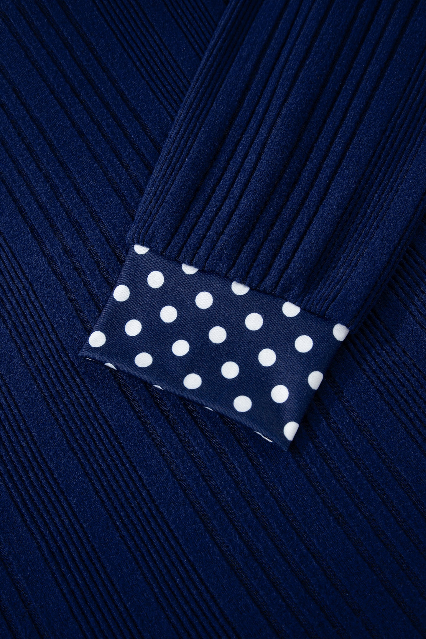 Blue Polka Dot V Neck Bow Tie Top