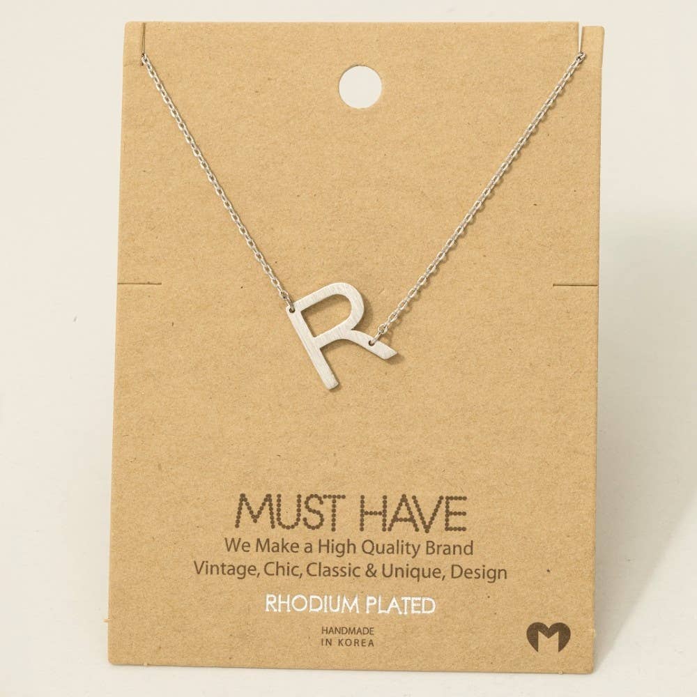 Brushed Initial Pendant Necklace