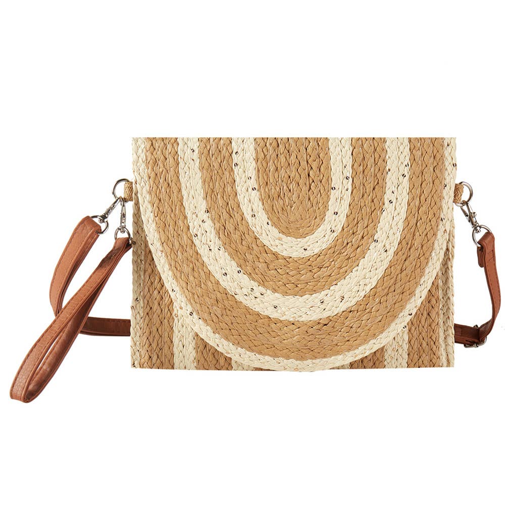 Sequin Mixed Two Tone Straw Clutch Bag / Crossbody Bag