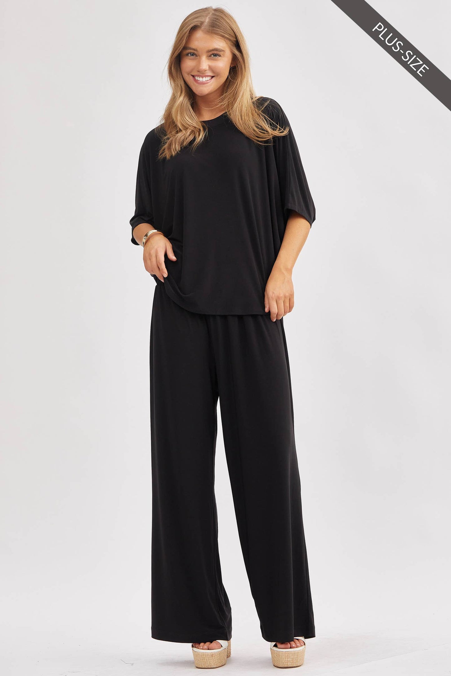 PLUS SIZE Flowy Top + Wide Leg Set TRVSET-COASTAL