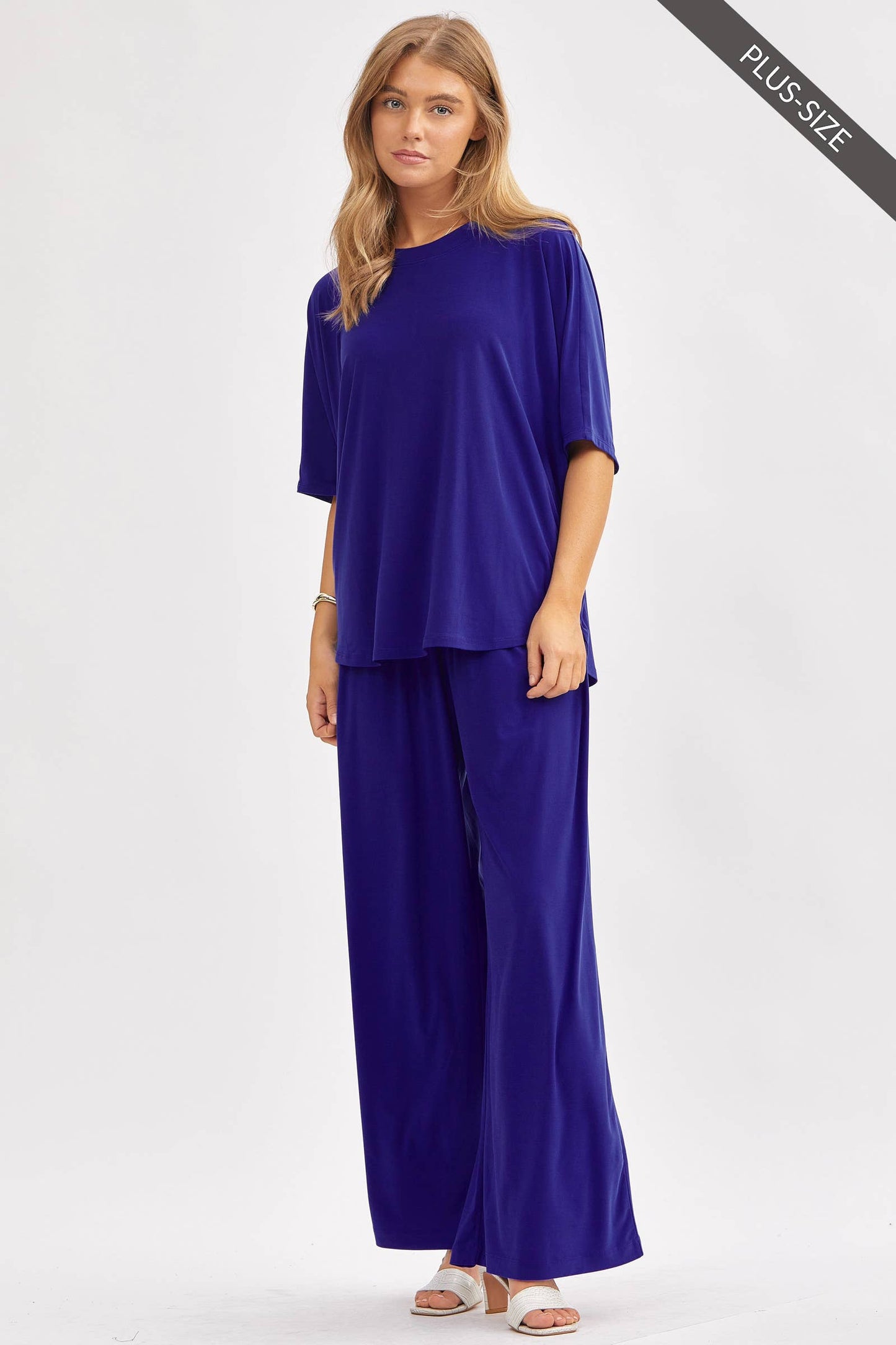 PLUS SIZE Flowy Top + Wide Leg Set TRVSET-COASTAL