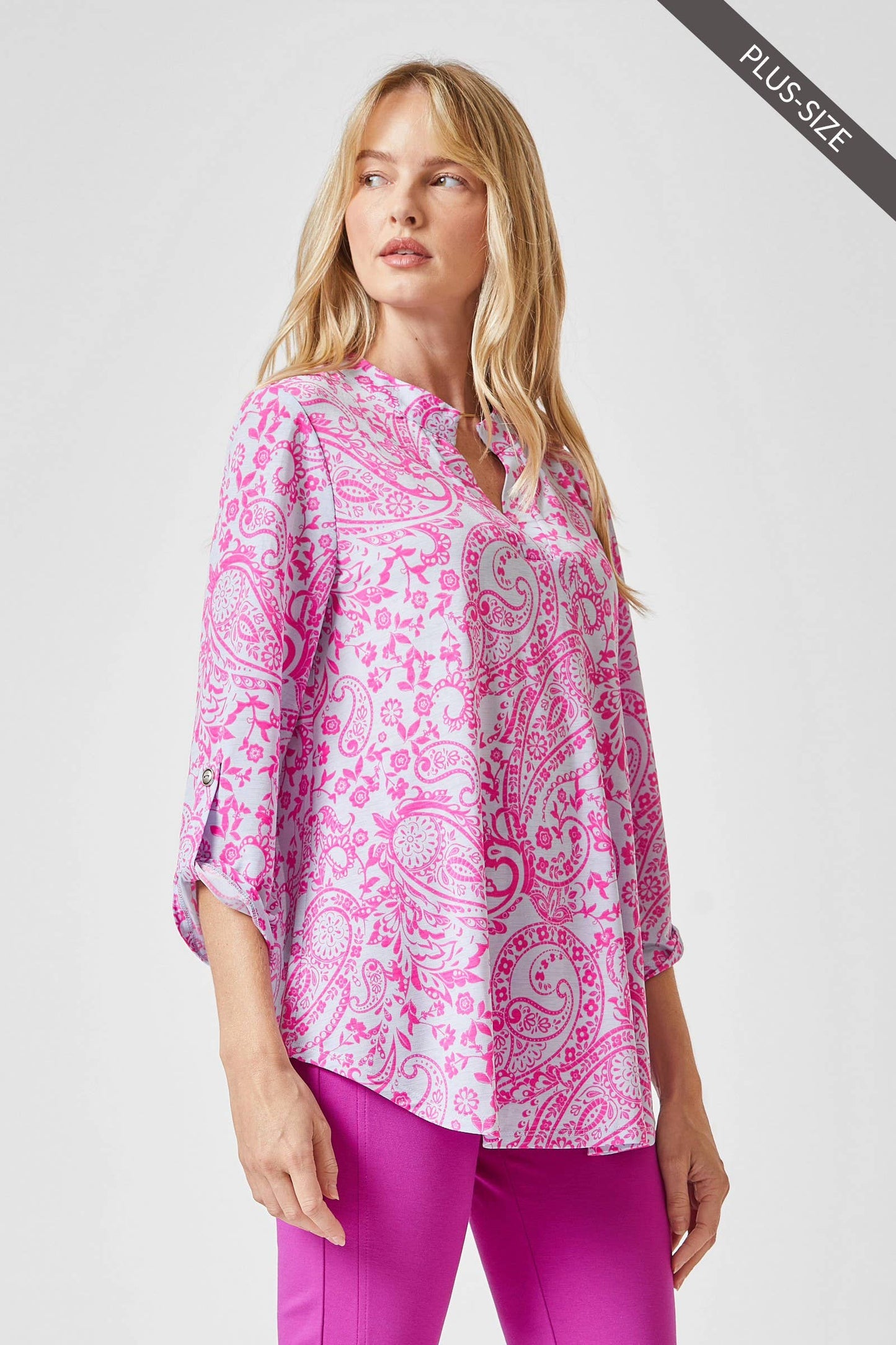 PLUS SIZE 3/4 Sleeve Printed LIZZY Top