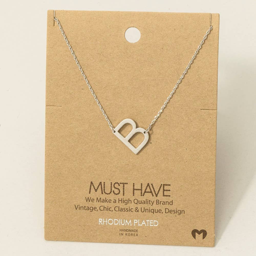 Brushed Initial Pendant Necklace
