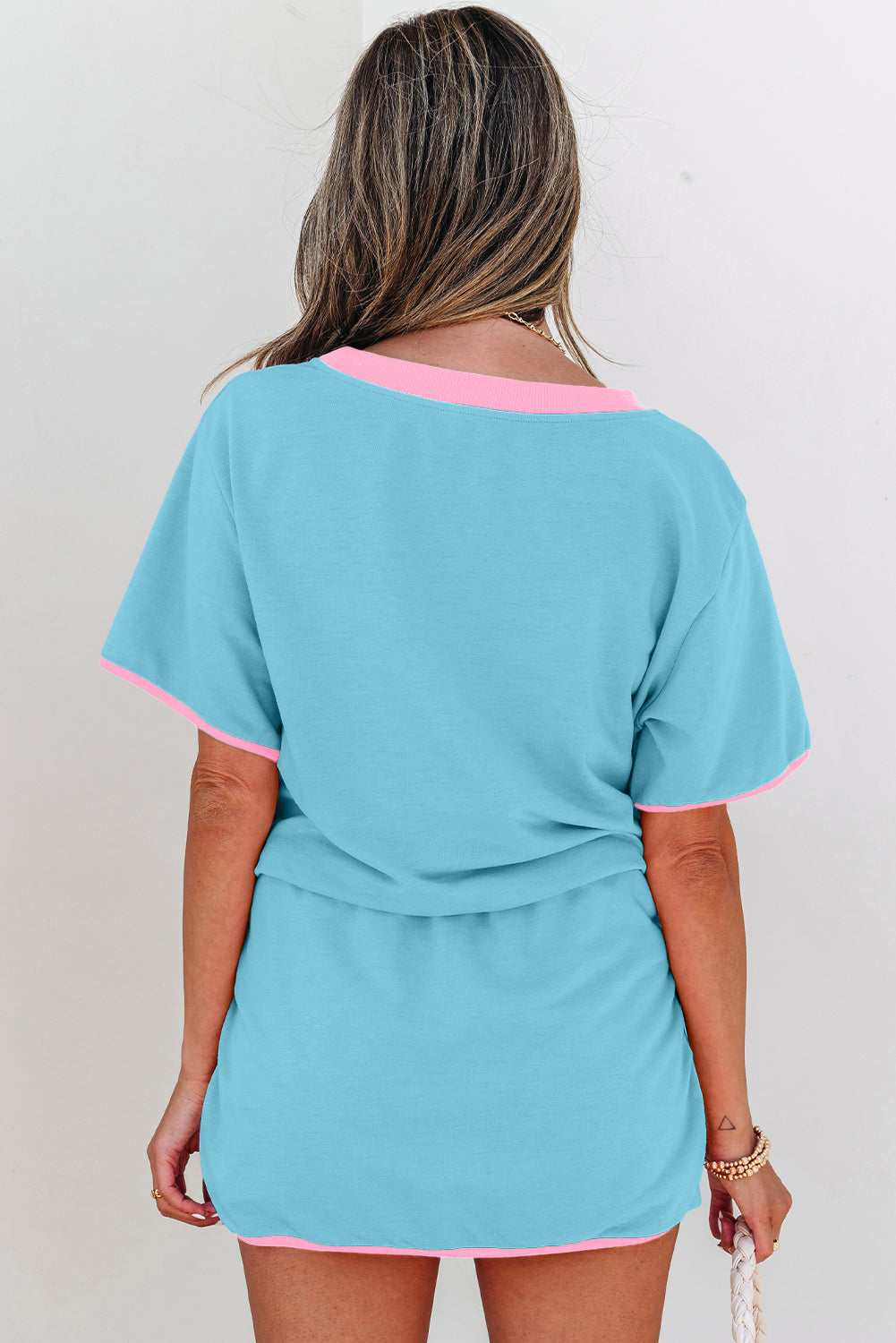 Turquoise Drop Shoulder Top & Short 2Pcs Set