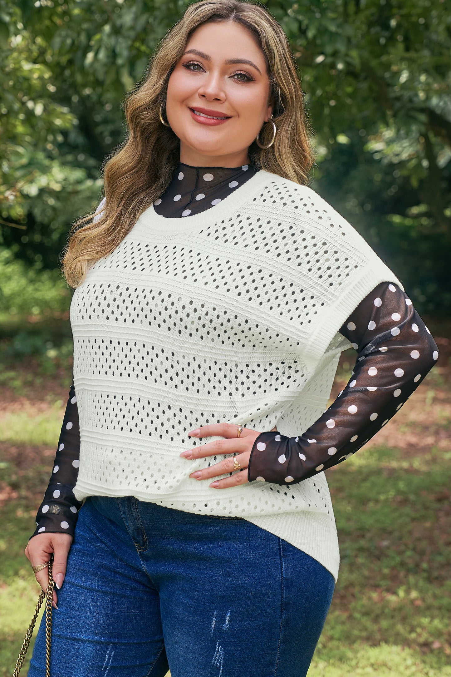 Knit Ribbed Trim Short Sleeve Dolman Sweater Plus Size