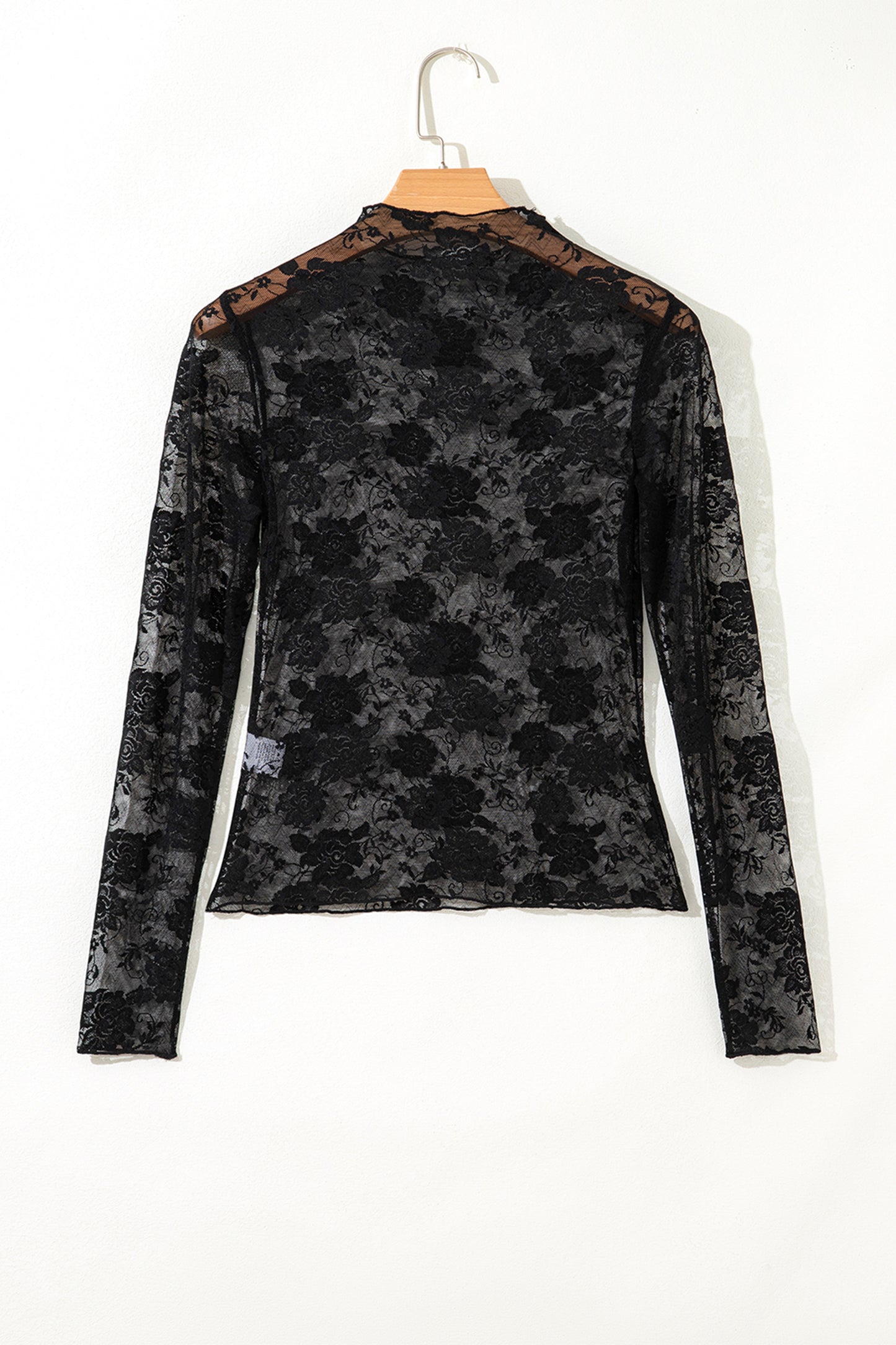 Floral Mesh Long Sleeve Top Plus Size