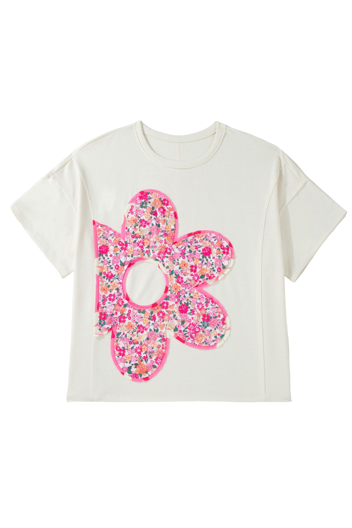 Big Flower Patched T-Shirt Plus Size