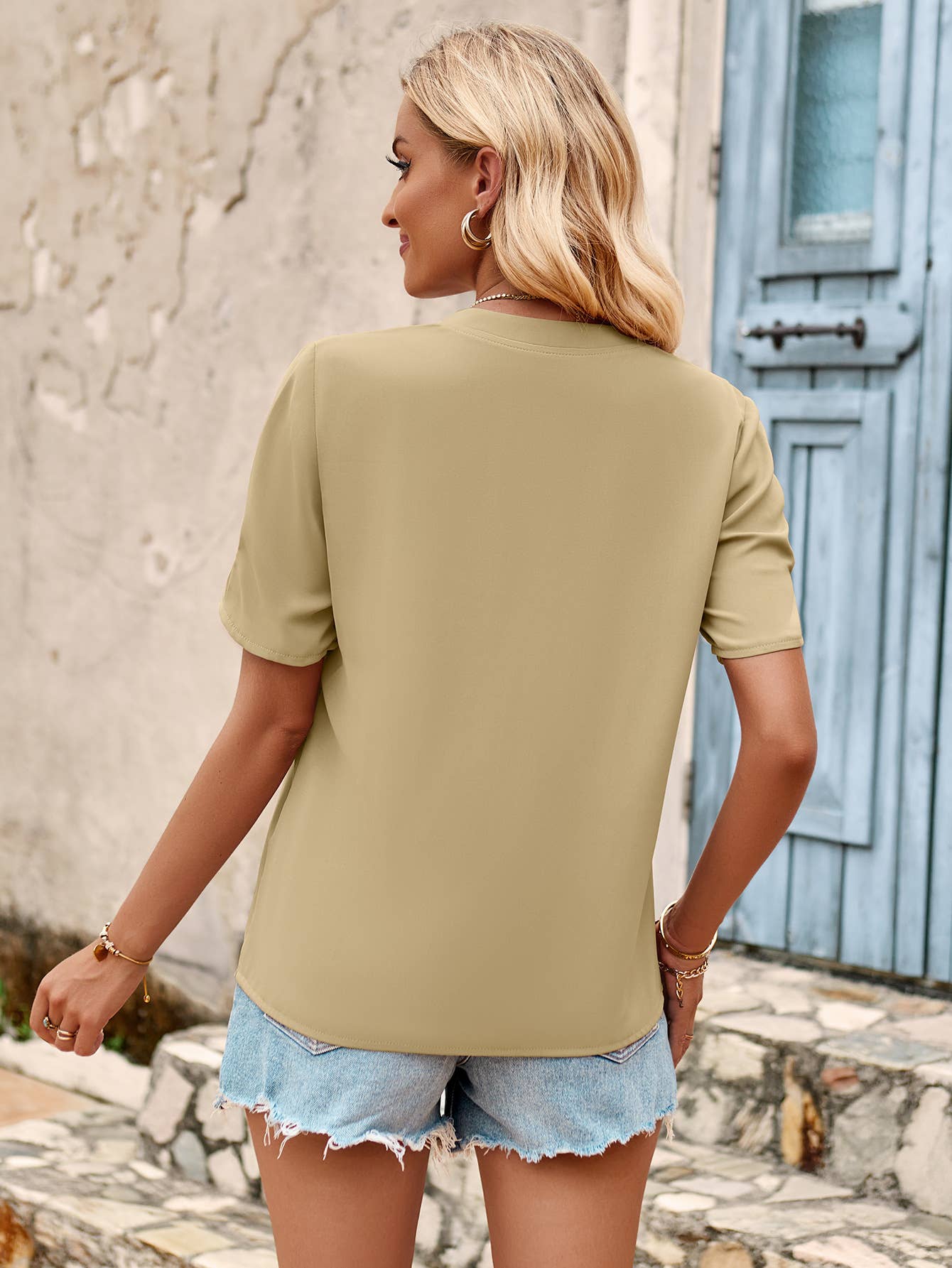 V Neck Pleat Blouse