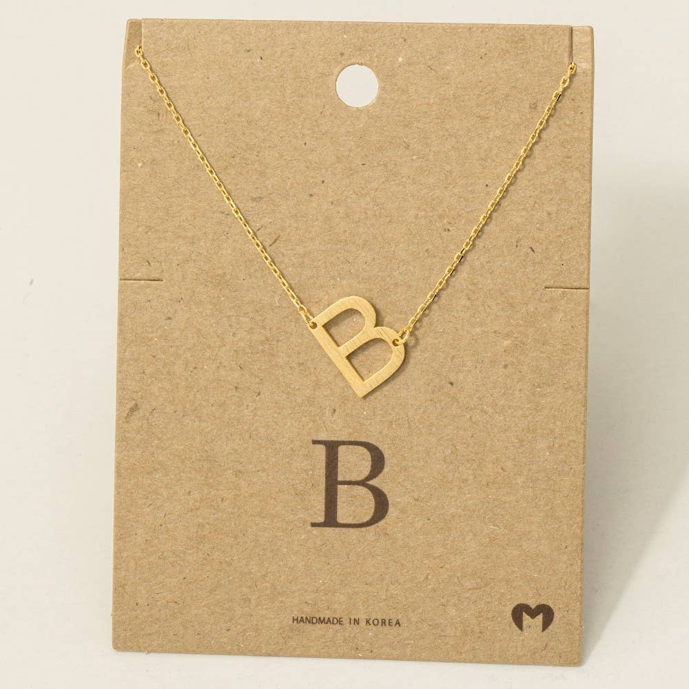 Brushed Initial Pendant Necklace