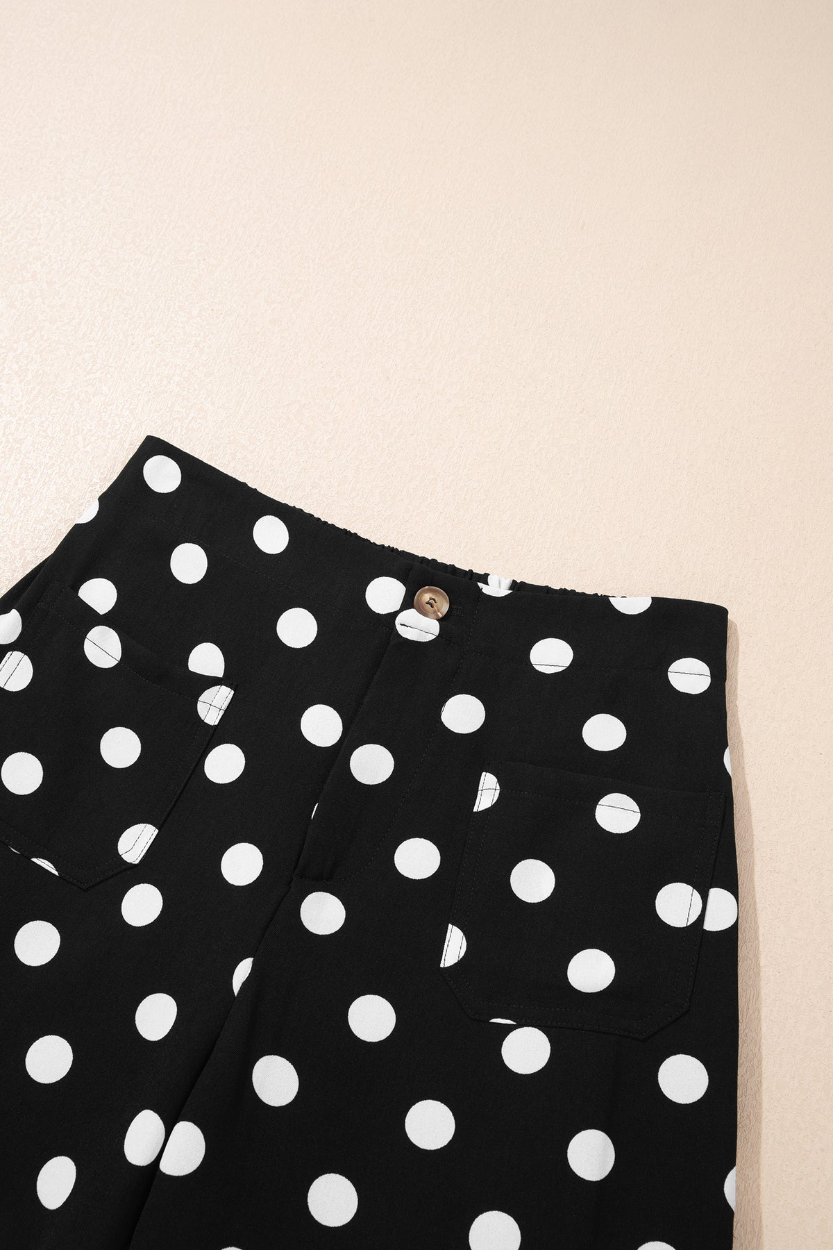 Black Polka Dot Mid-rise Straight Leg Pants