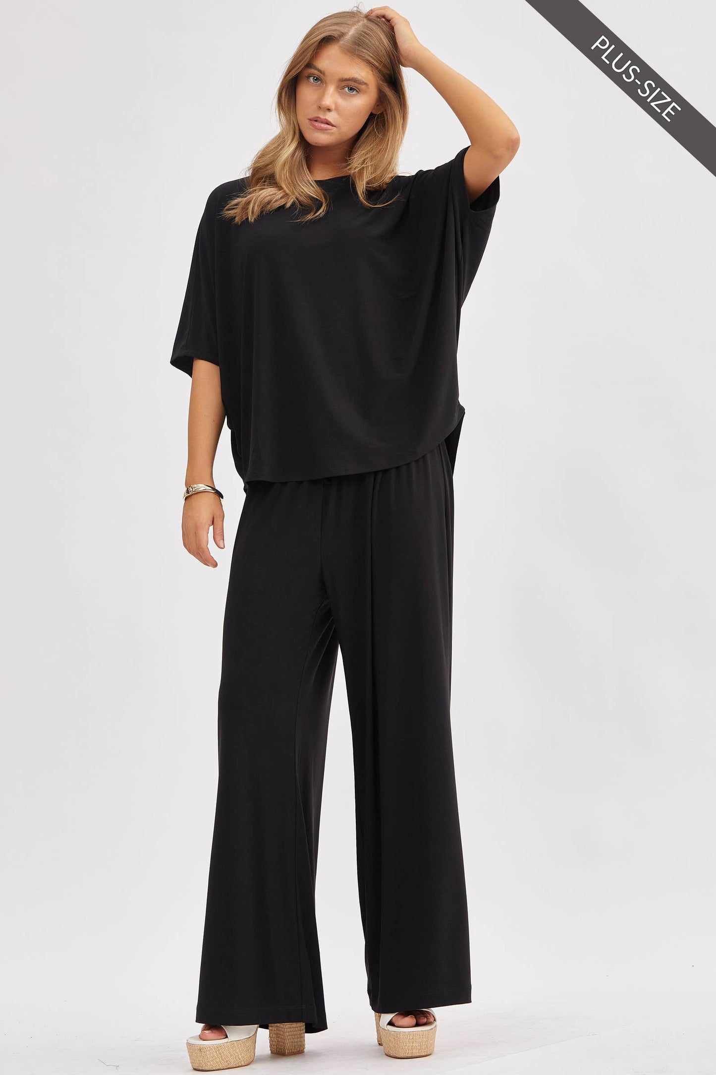PLUS SIZE Flowy Top + Wide Leg Set TRVSET-COASTAL