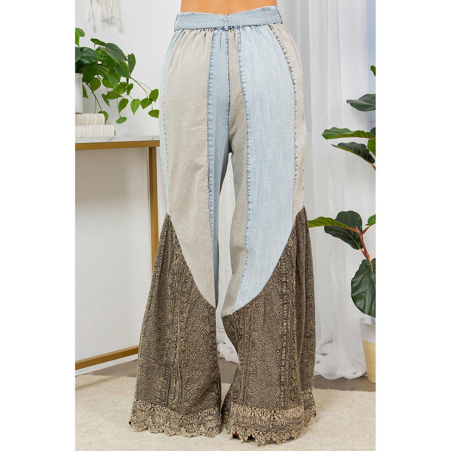 Wild West Lace Denim Flare Pants