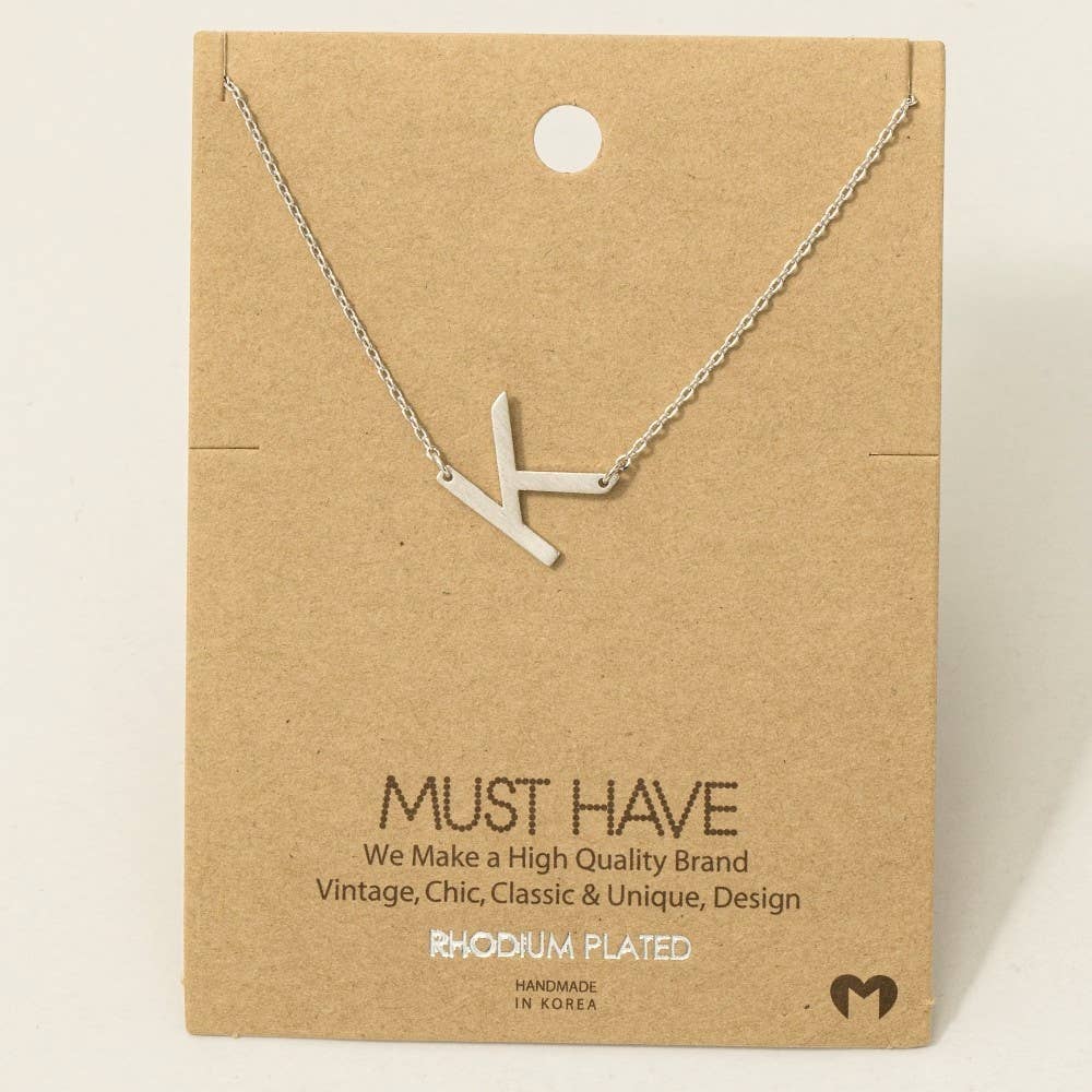 Brushed Initial Pendant Necklace