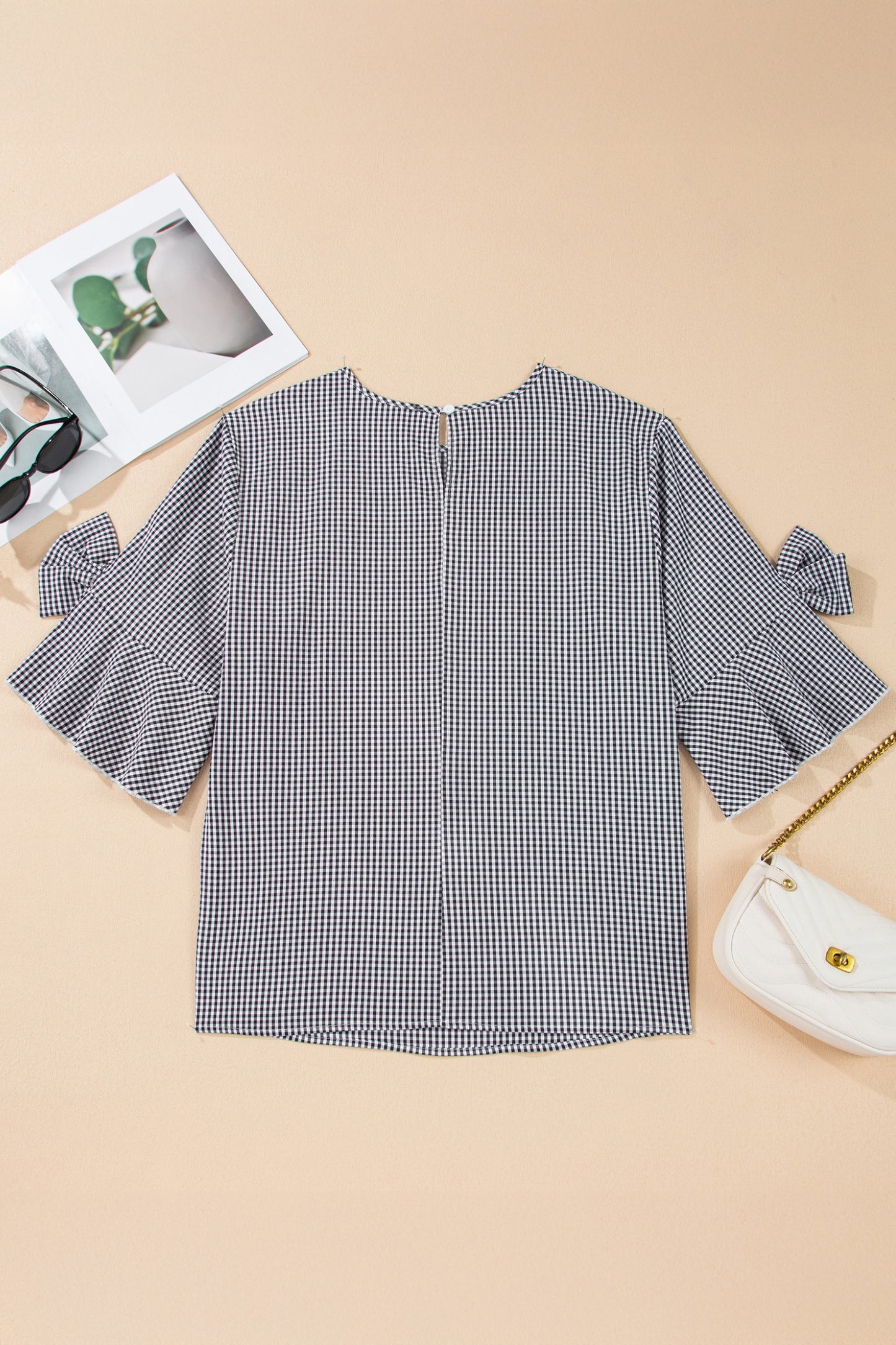 Bow Decor Bell Sleeve Round Neck Jumper Plus Size