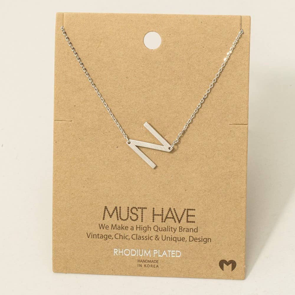 Brushed Initial Pendant Necklace
