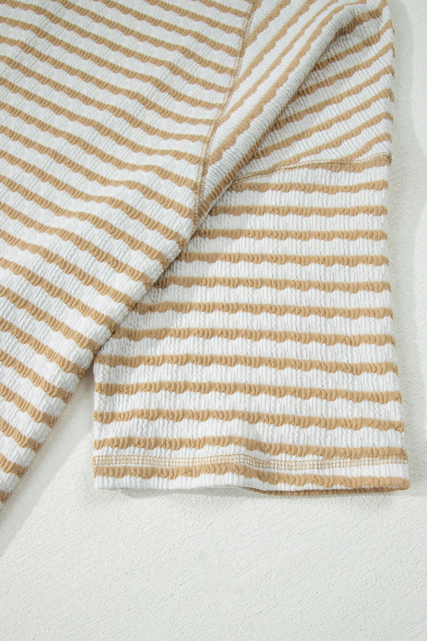 Stripe Textured Patchwork Top Plus Size