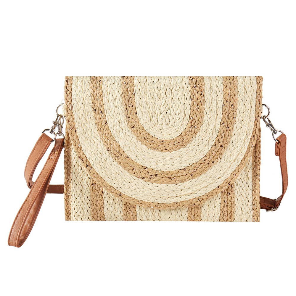 Sequin Mixed Two Tone Straw Clutch Bag / Crossbody Bag