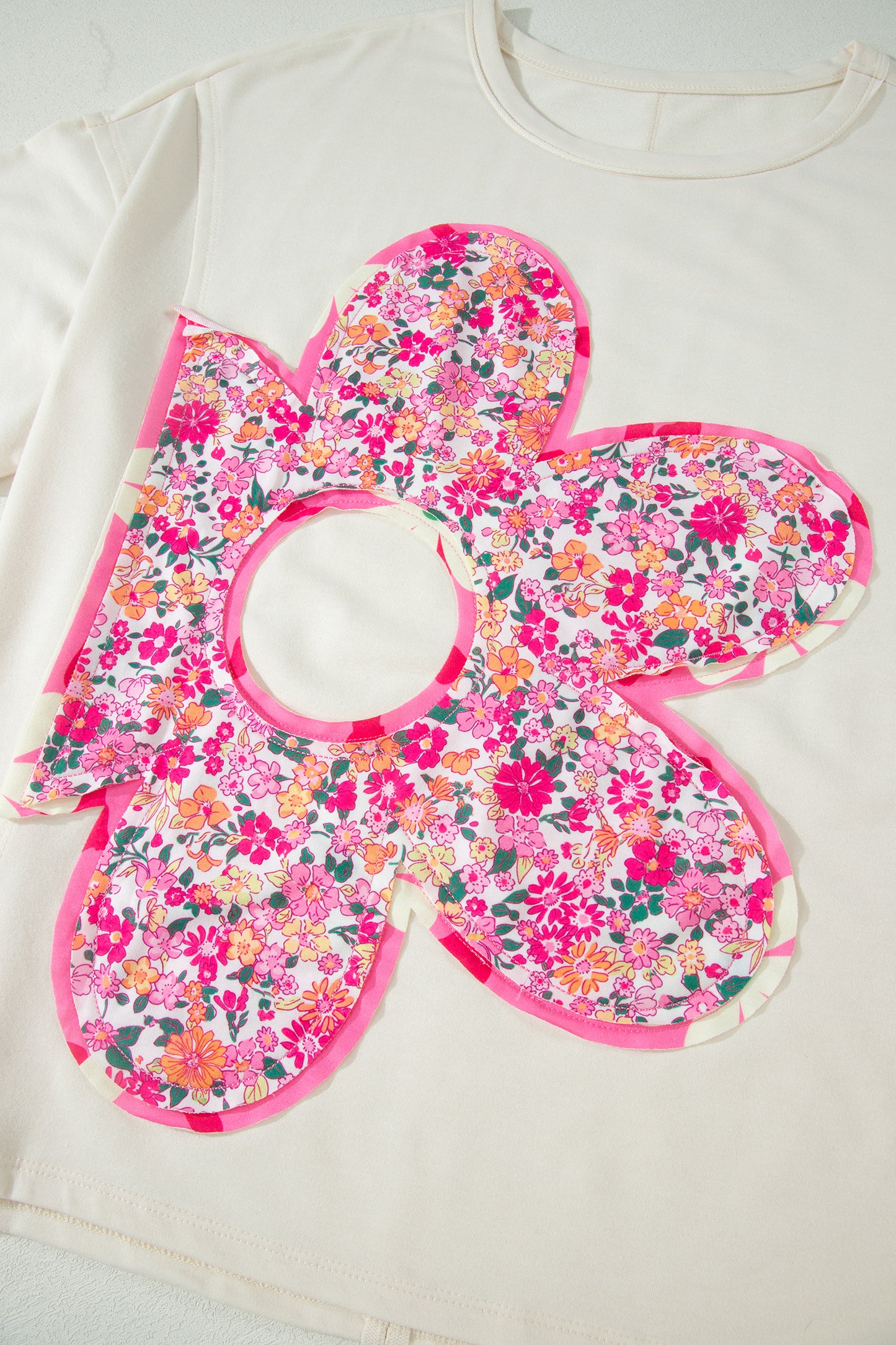 Big Flower Patched T-Shirt Plus Size