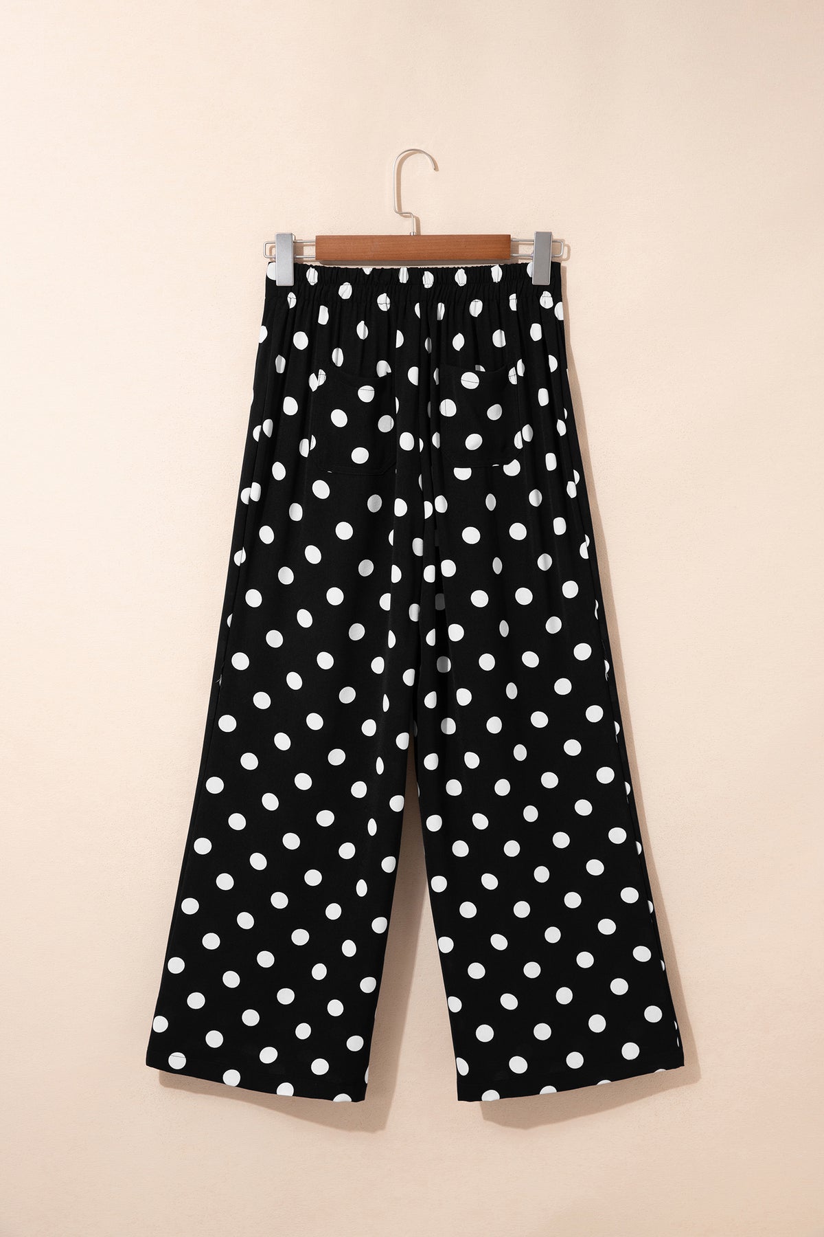 Black Polka Dot Mid-rise Straight Leg Pants