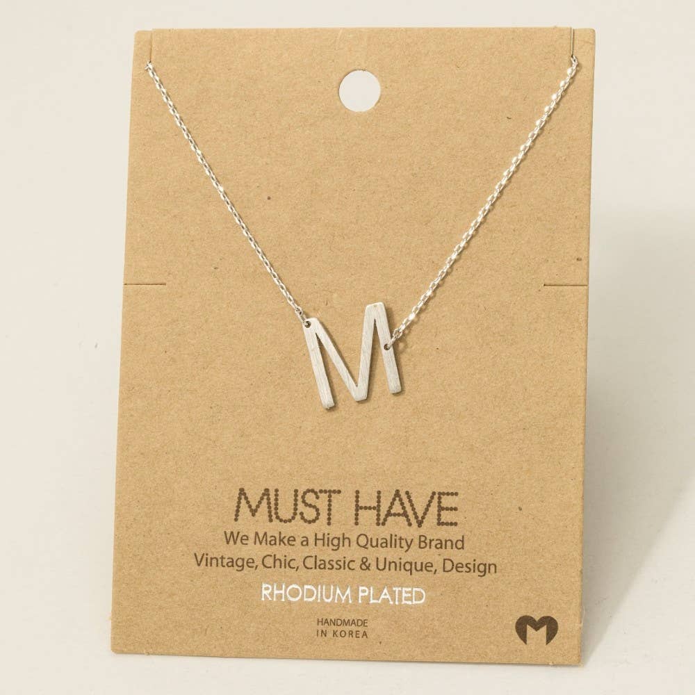 Brushed Initial Pendant Necklace