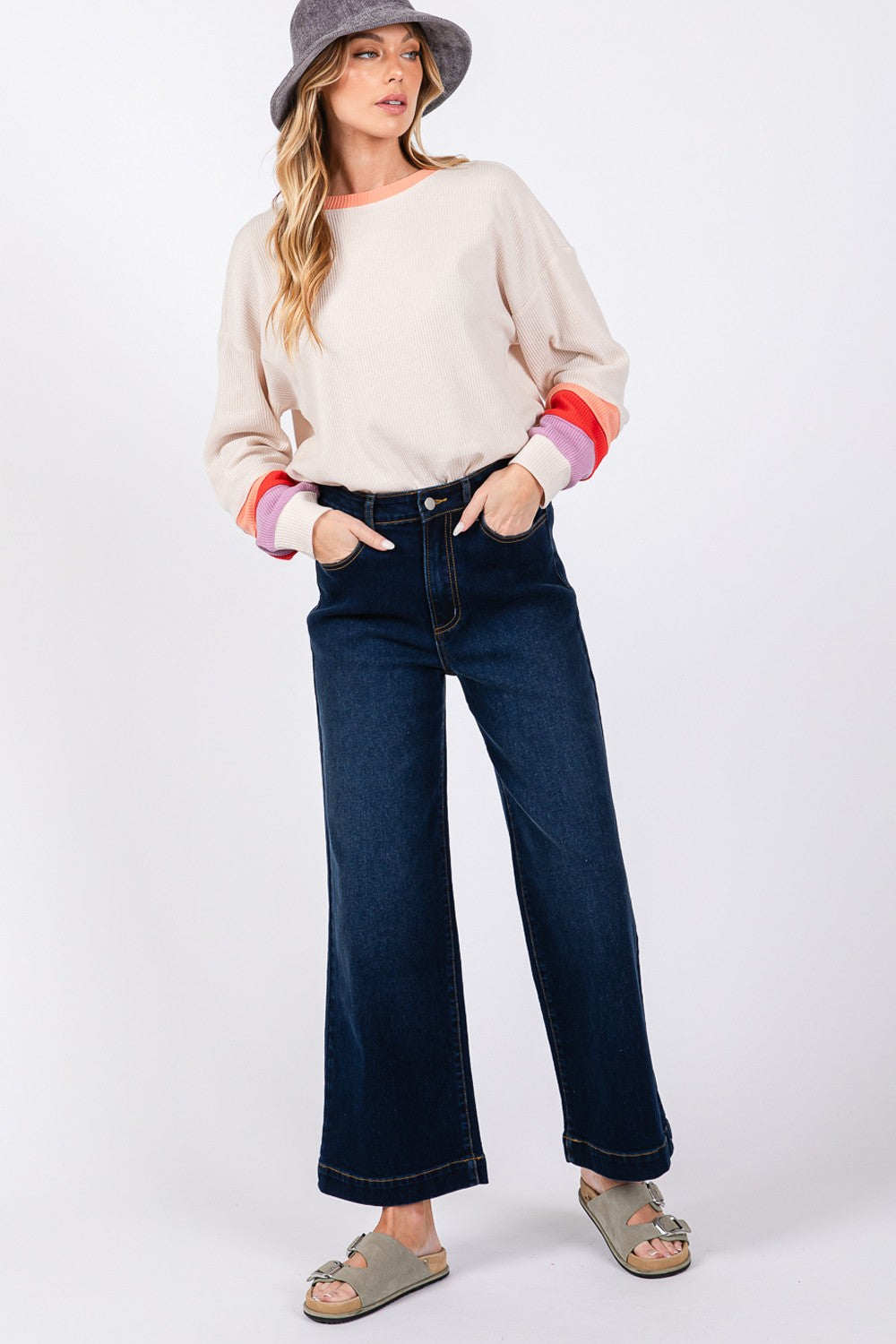 SAGE + FIG High Waist Wide Leg Jeans