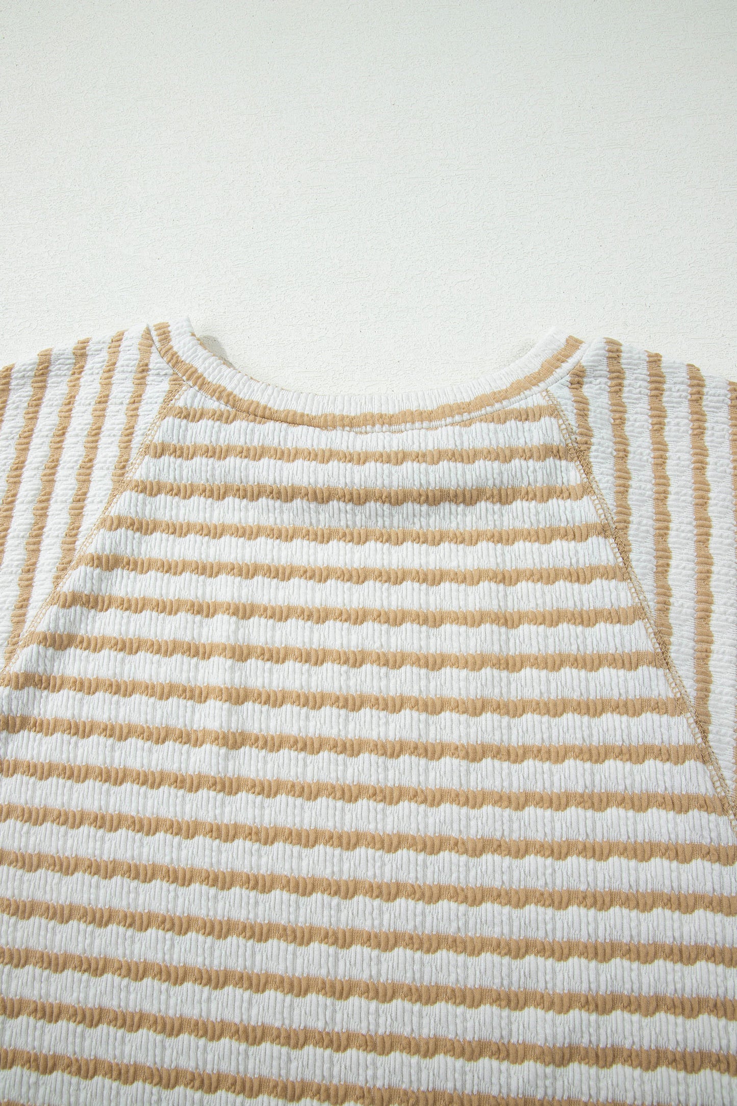 Stripe Textured Patchwork Top Plus Size