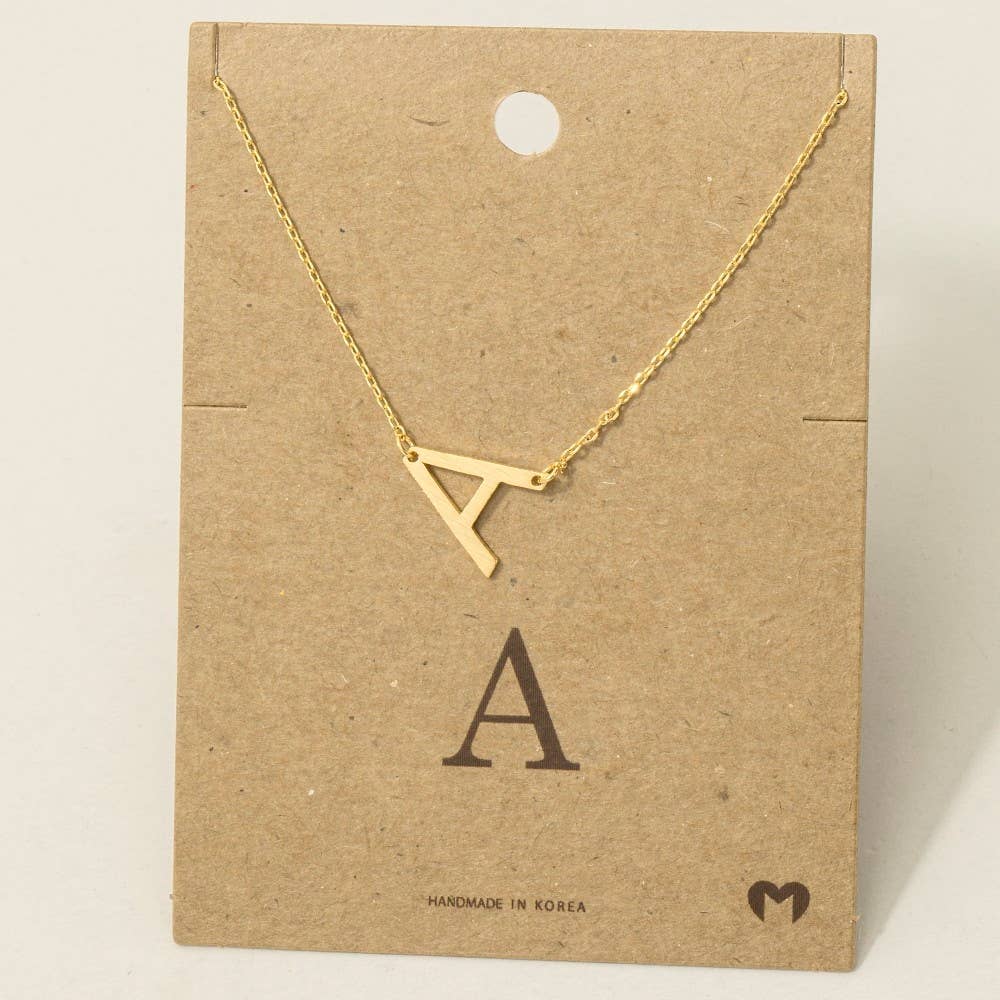 Brushed Initial Pendant Necklace