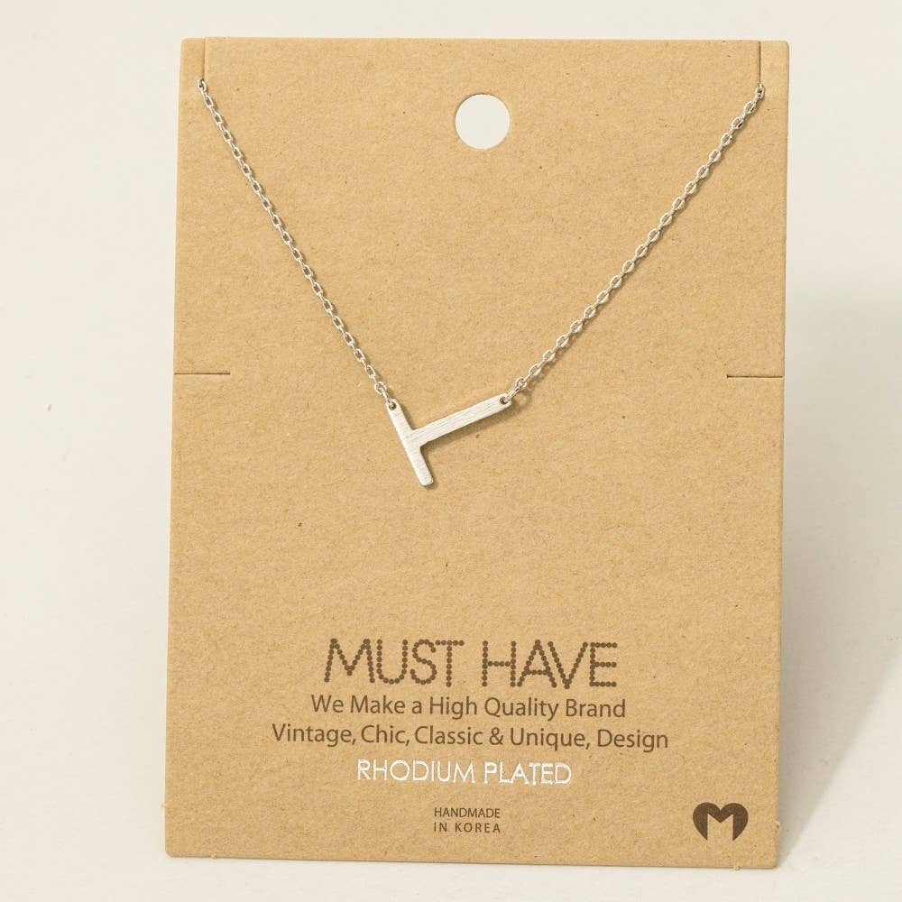 Brushed Initial Pendant Necklace