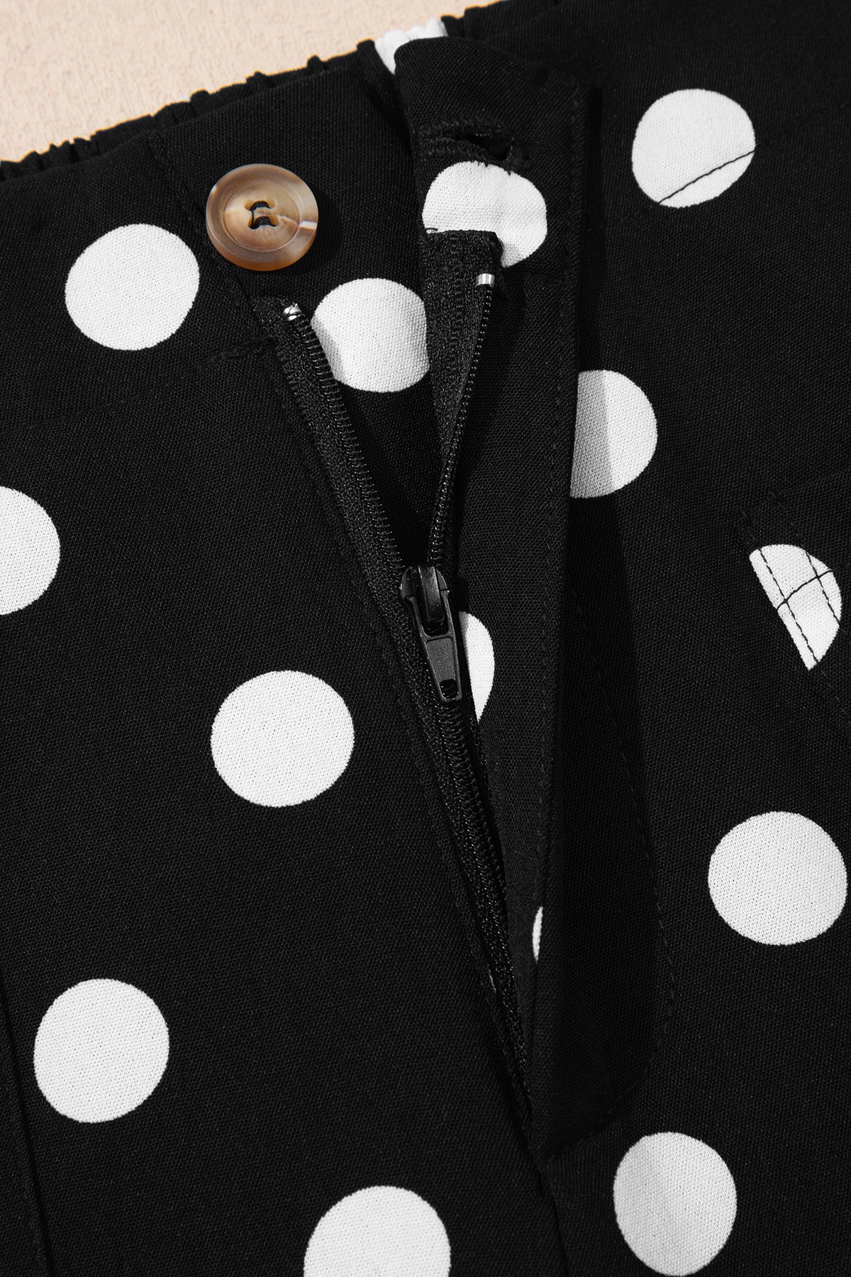 Black Polka Dot Mid-rise Straight Leg Pants
