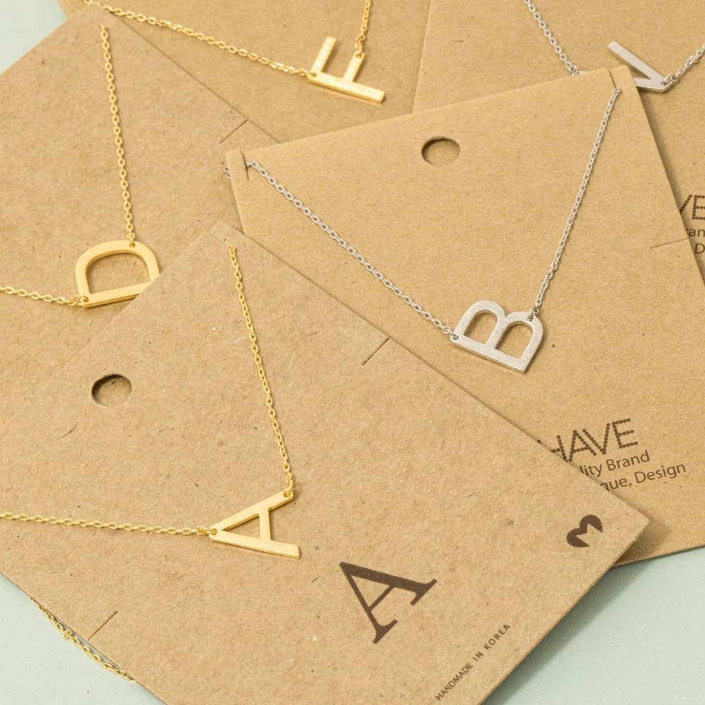 Brushed Initial Pendant Necklace