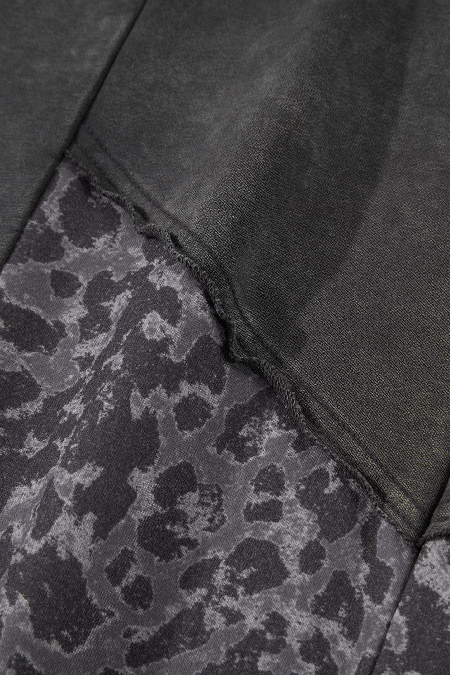 Leopard Patchwork Wash Wide Leg Pants Plus Size