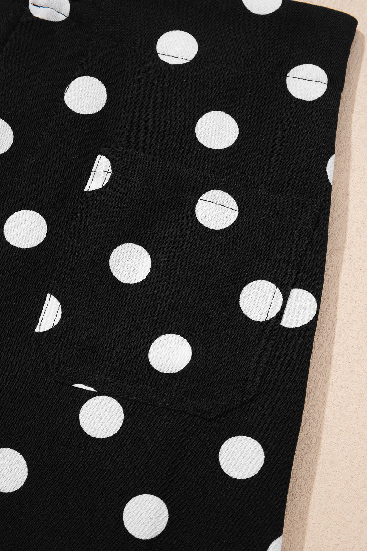 Black Polka Dot Mid-rise Straight Leg Pants