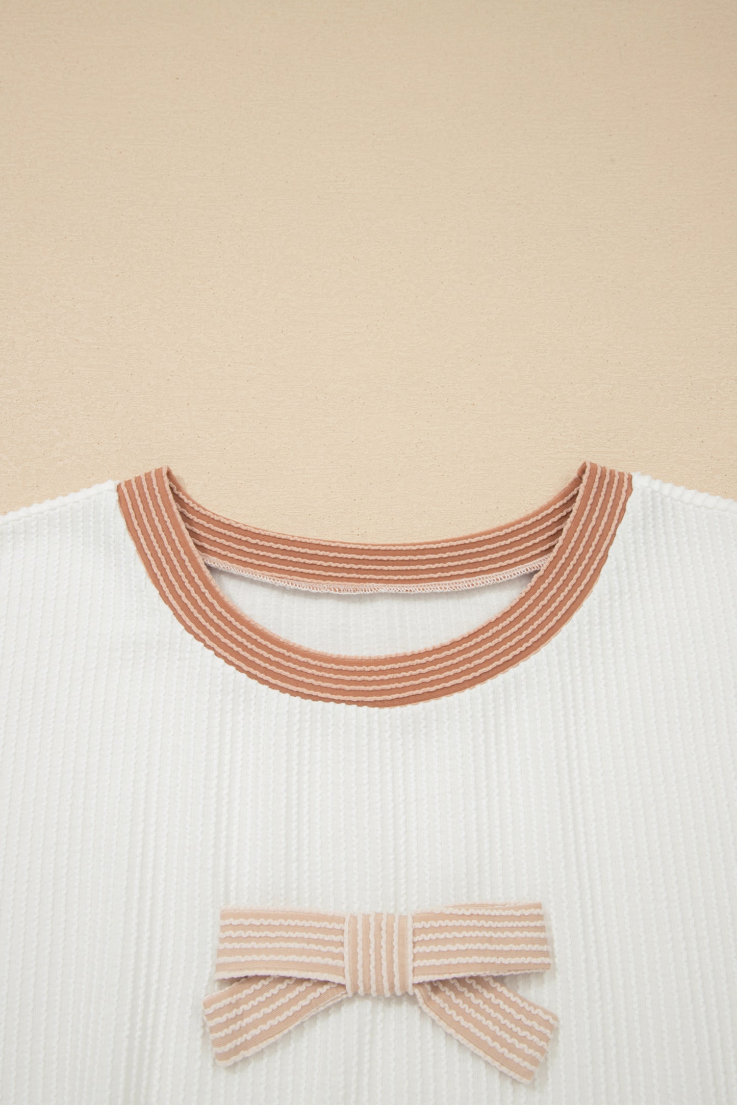Bowknot Applique Ribbed Top Plus Size