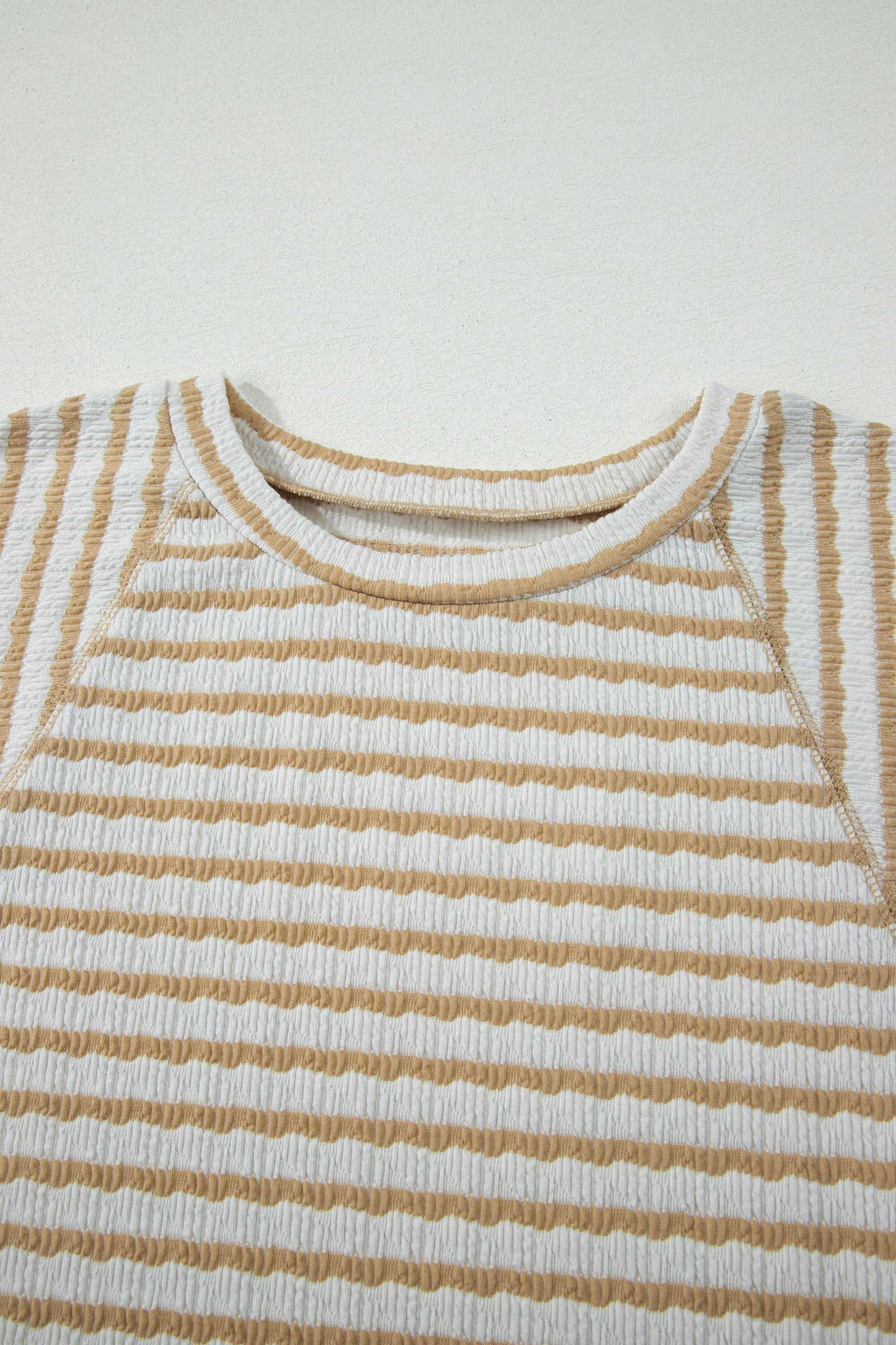 Stripe Textured Patchwork Top Plus Size