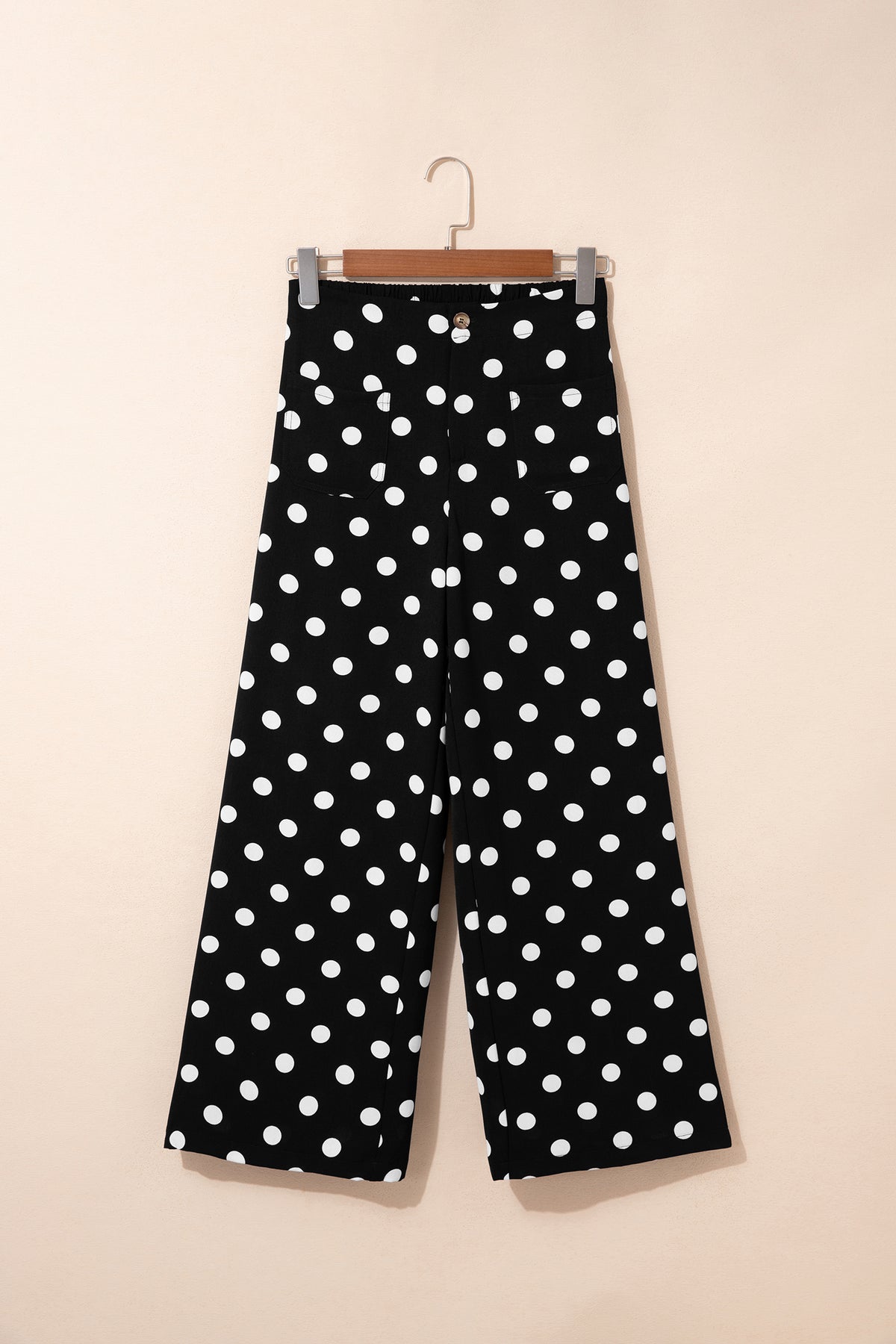 Black Polka Dot Mid-rise Straight Leg Pants