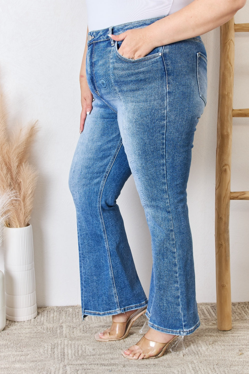 RISEN Full Size High Rise Ankle Flare Jeans