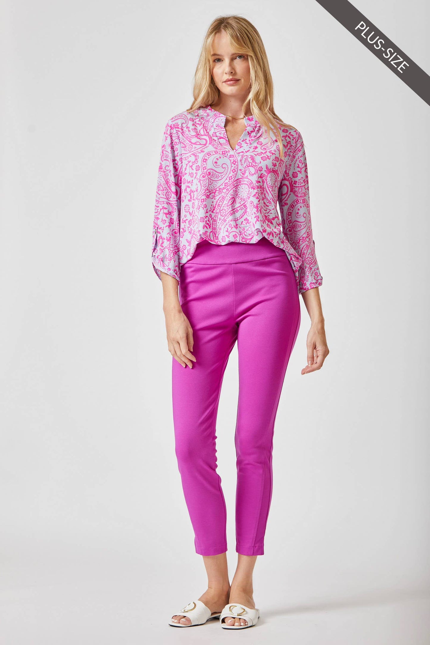 PLUS SIZE 3/4 Sleeve Printed LIZZY Top