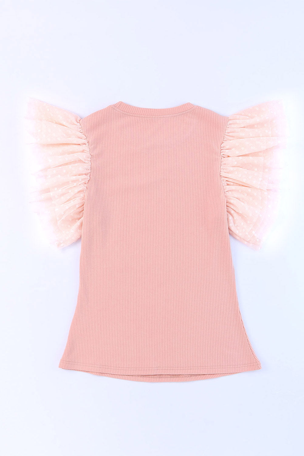 Pink Dotty Mesh Ruffle Knit Top
