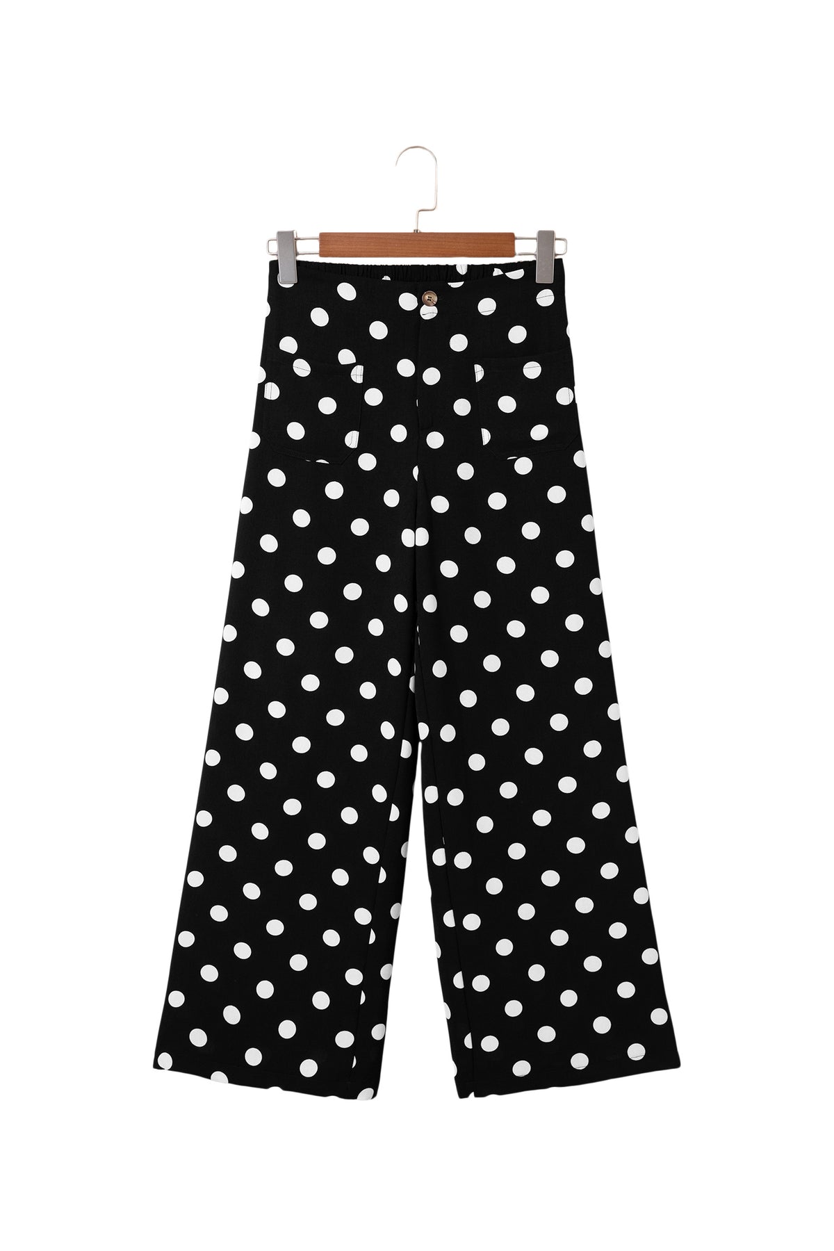 Black Polka Dot Mid-rise Straight Leg Pants