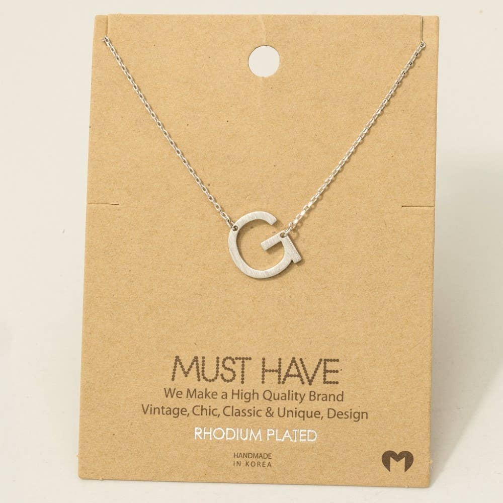 Brushed Initial Pendant Necklace