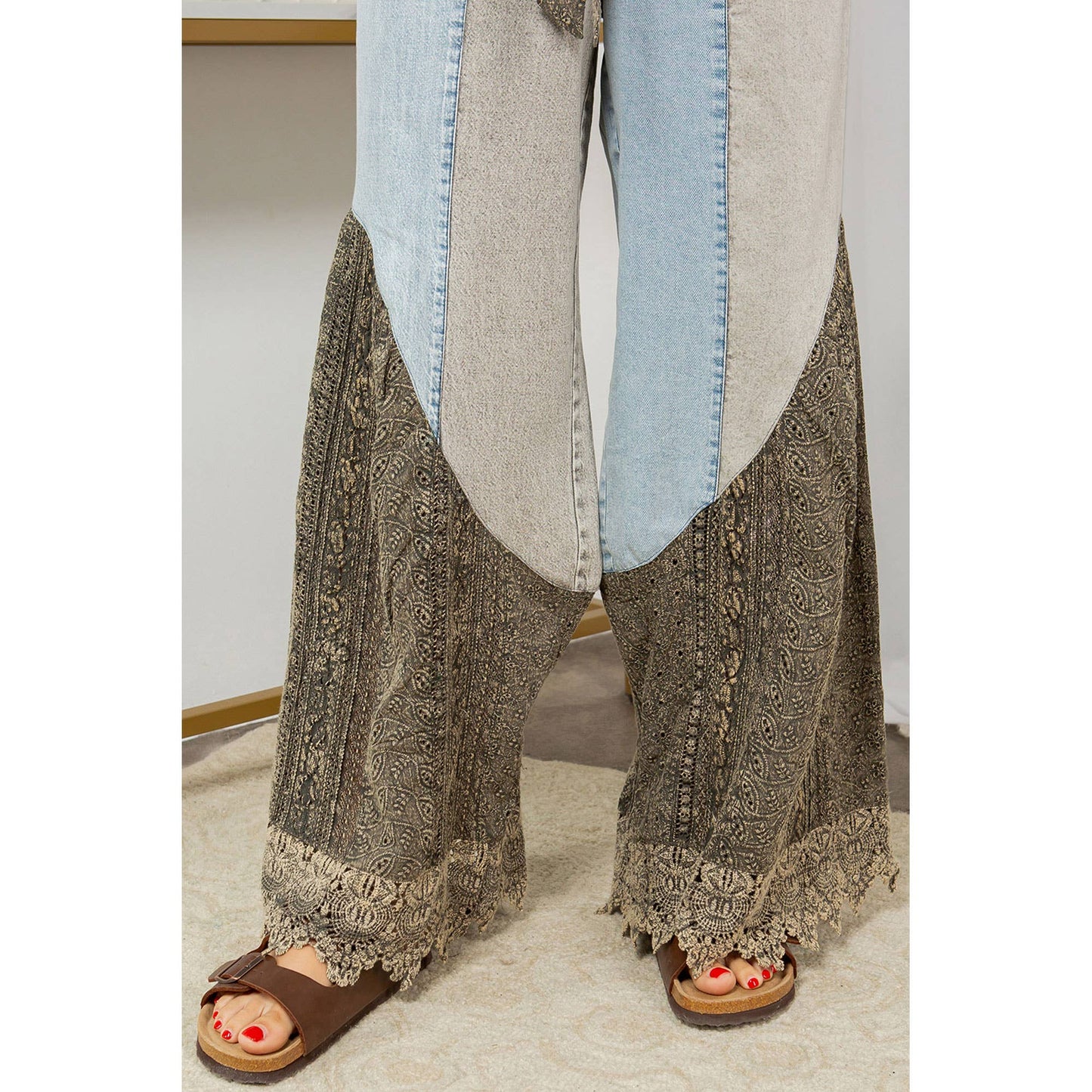 Wild West Lace Denim Flare Pants