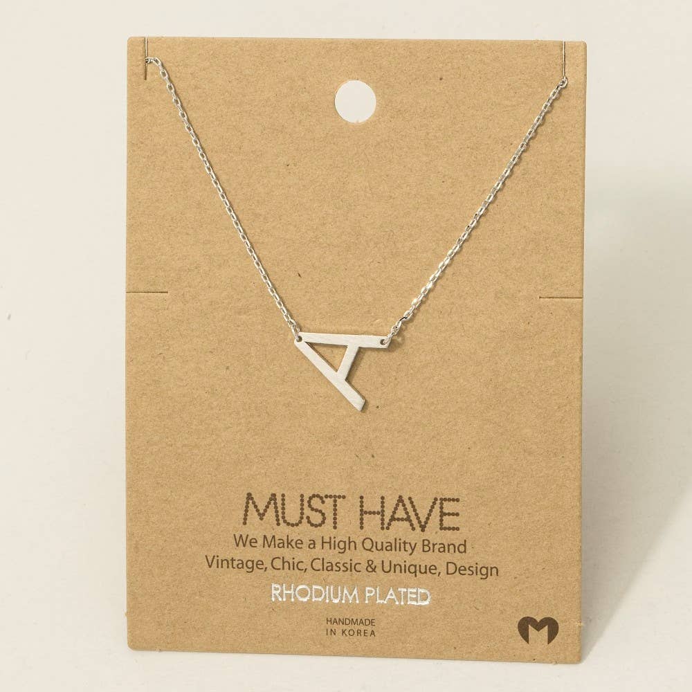 Brushed Initial Pendant Necklace