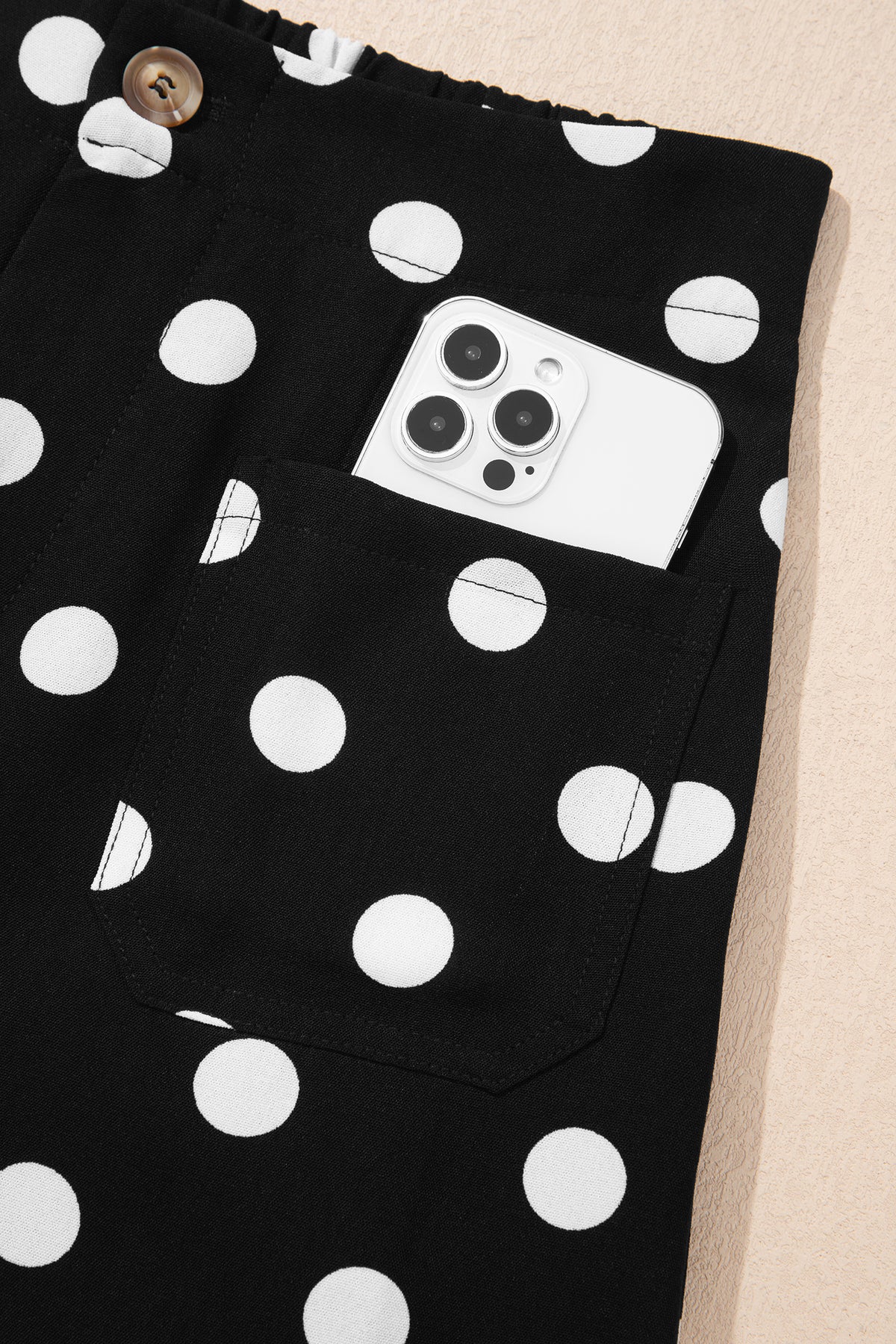 Black Polka Dot Mid-rise Straight Leg Pants