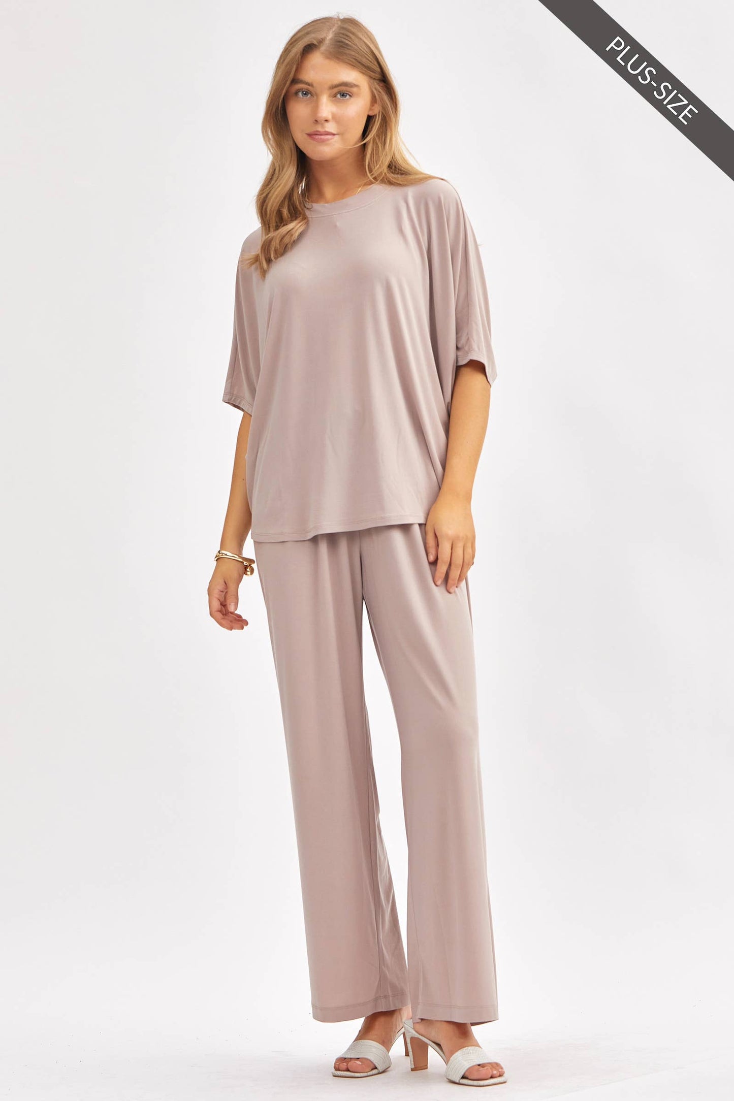 PLUS SIZE Flowy Top + Wide Leg Set TRVSET-COASTAL