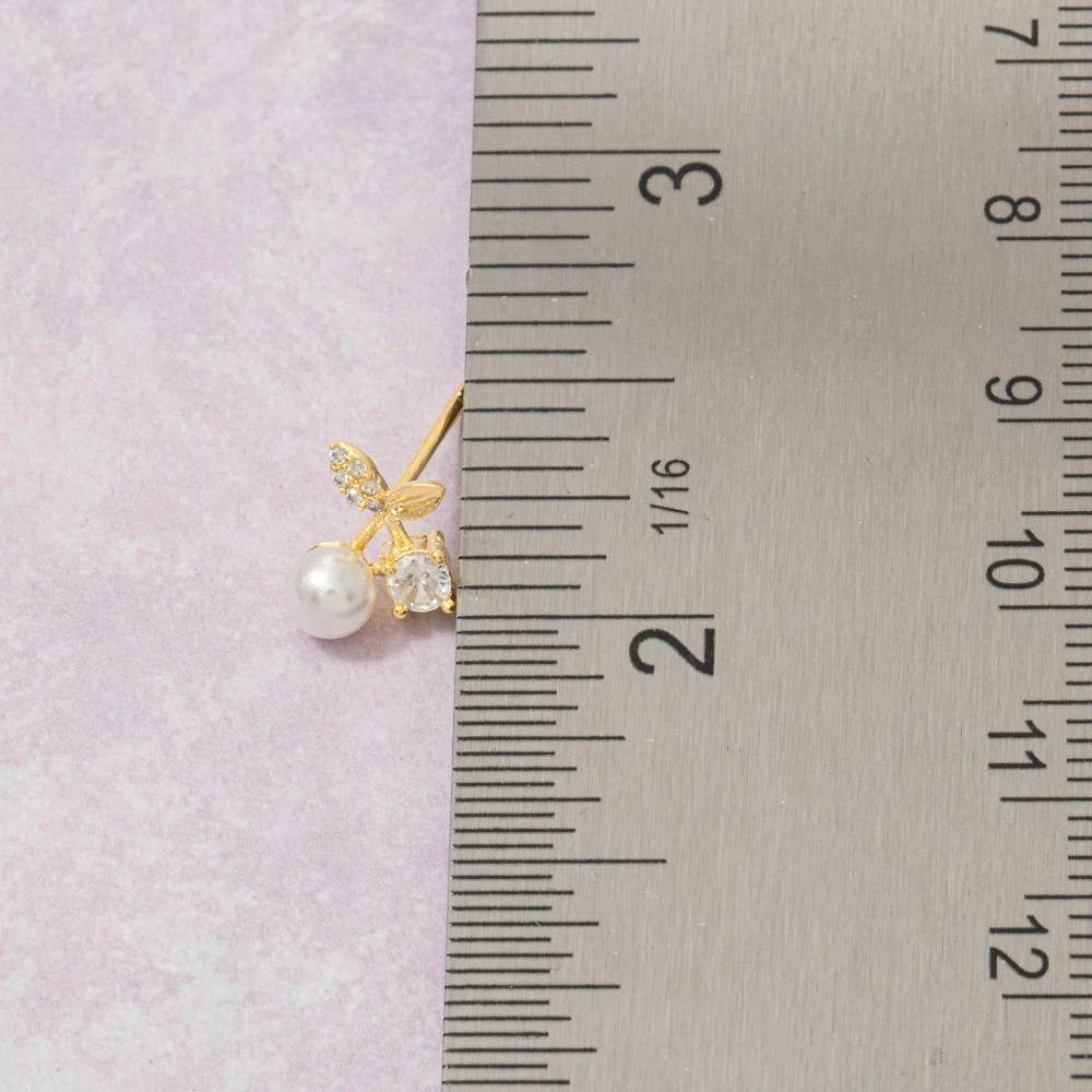 18K Gold Dipped Pearl Cherry Stud Earrings