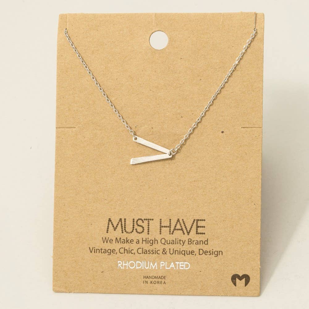 Brushed Initial Pendant Necklace